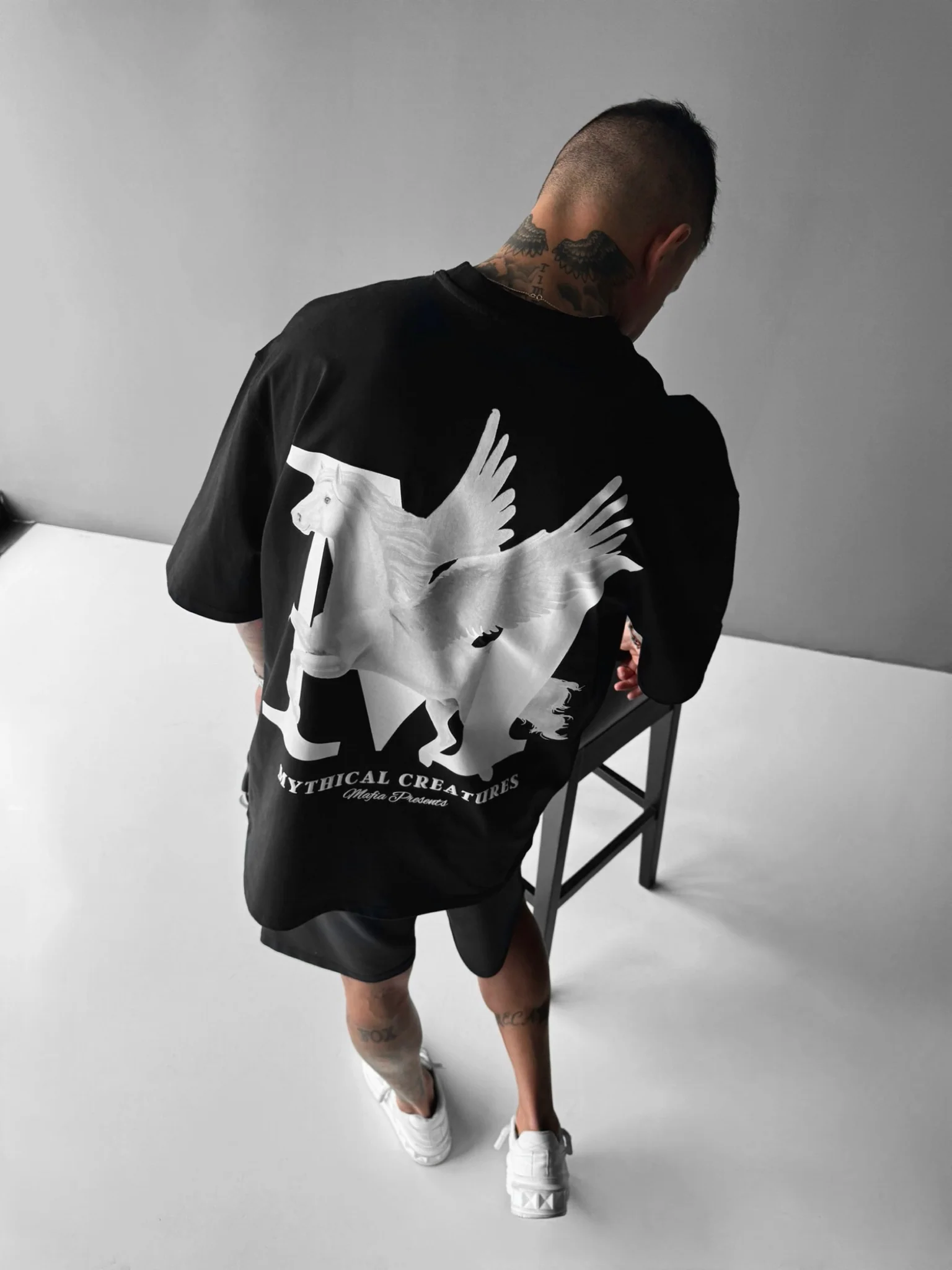 Oversize Mythical Creatures T-shirt - Black - Image 4