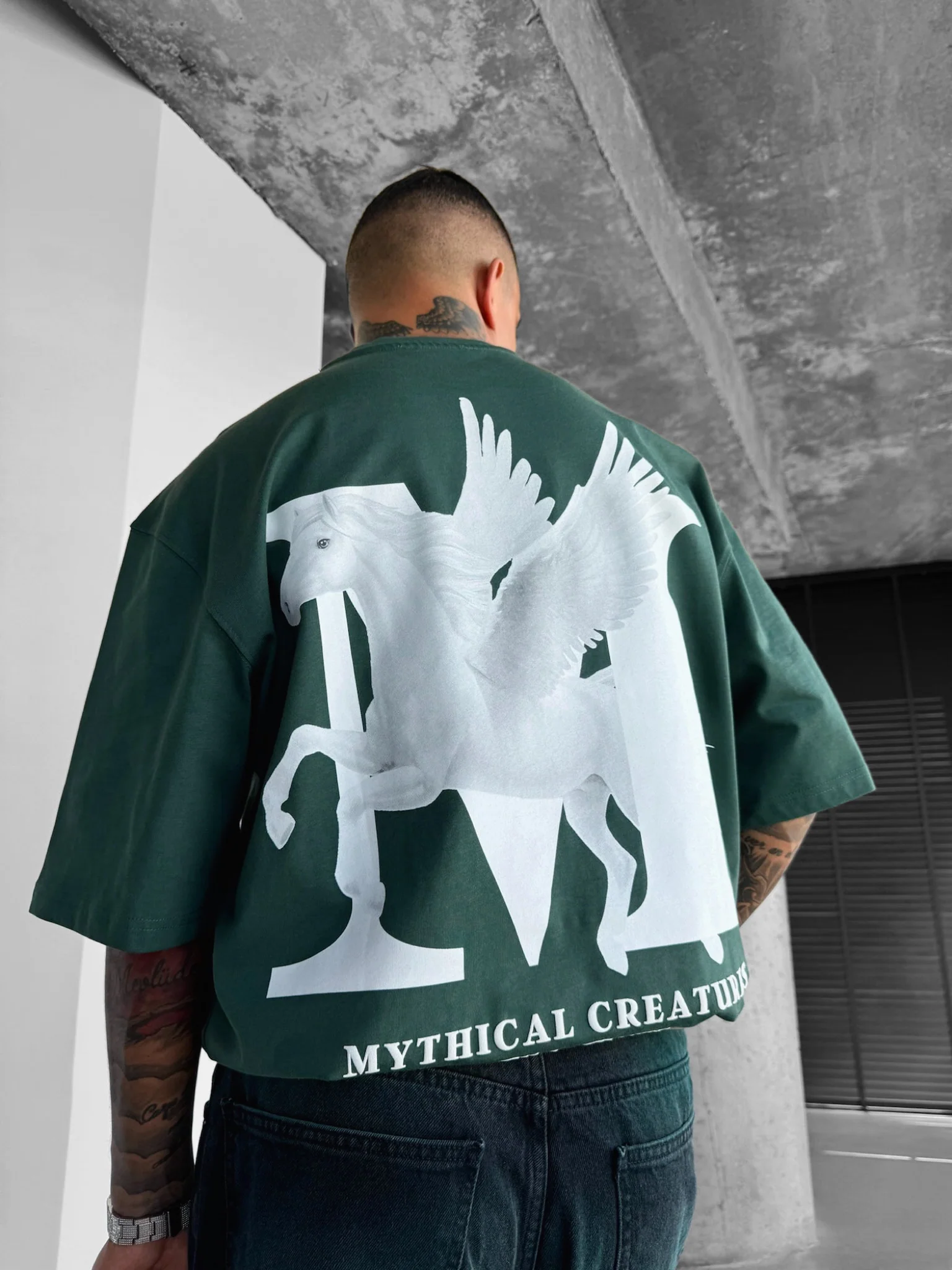 Oversize Mythical Creatures T-shirt - Petrol - Image 3