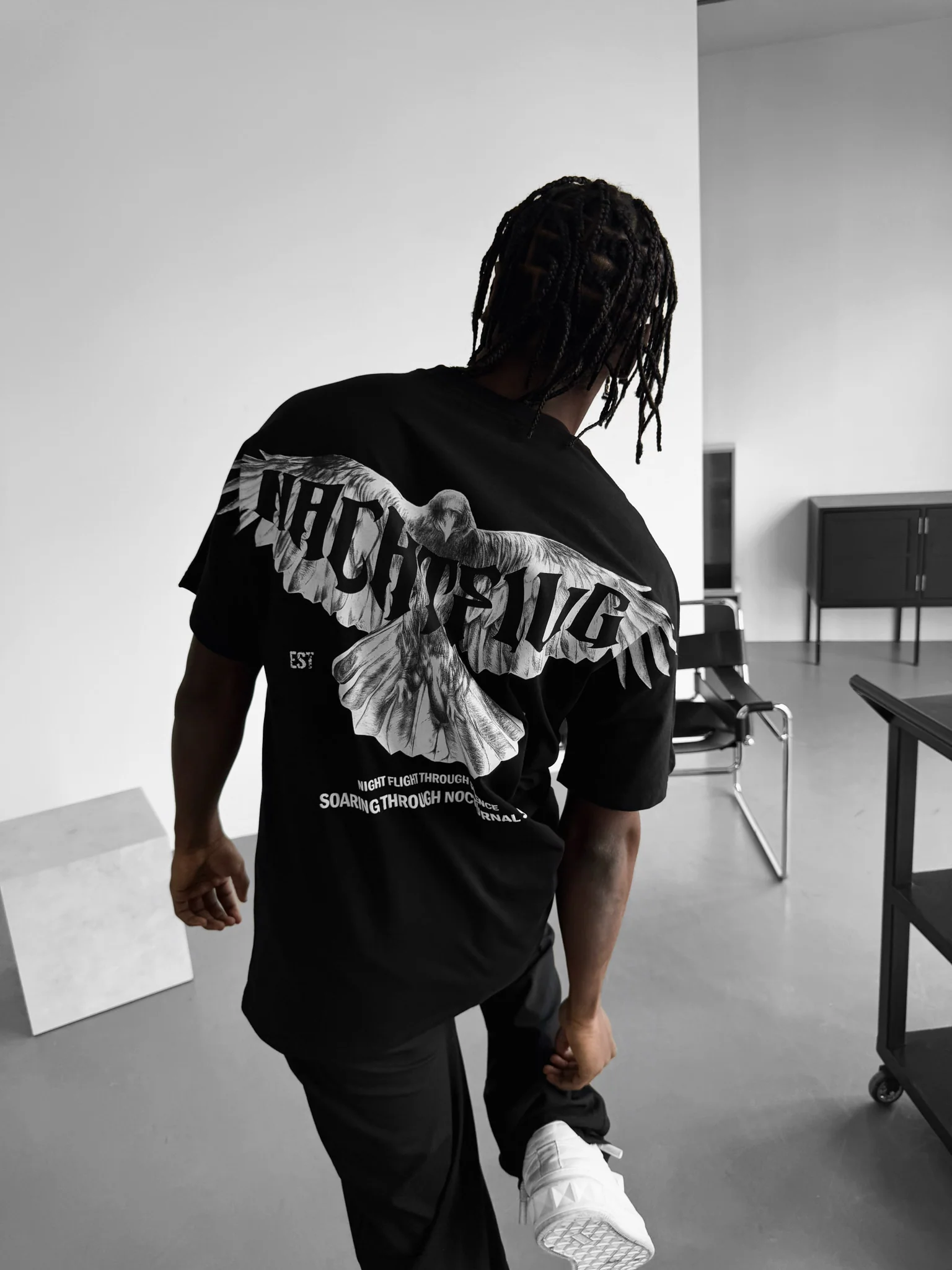 Oversize "Nachtflug" T-Shirt - Black - Image 7