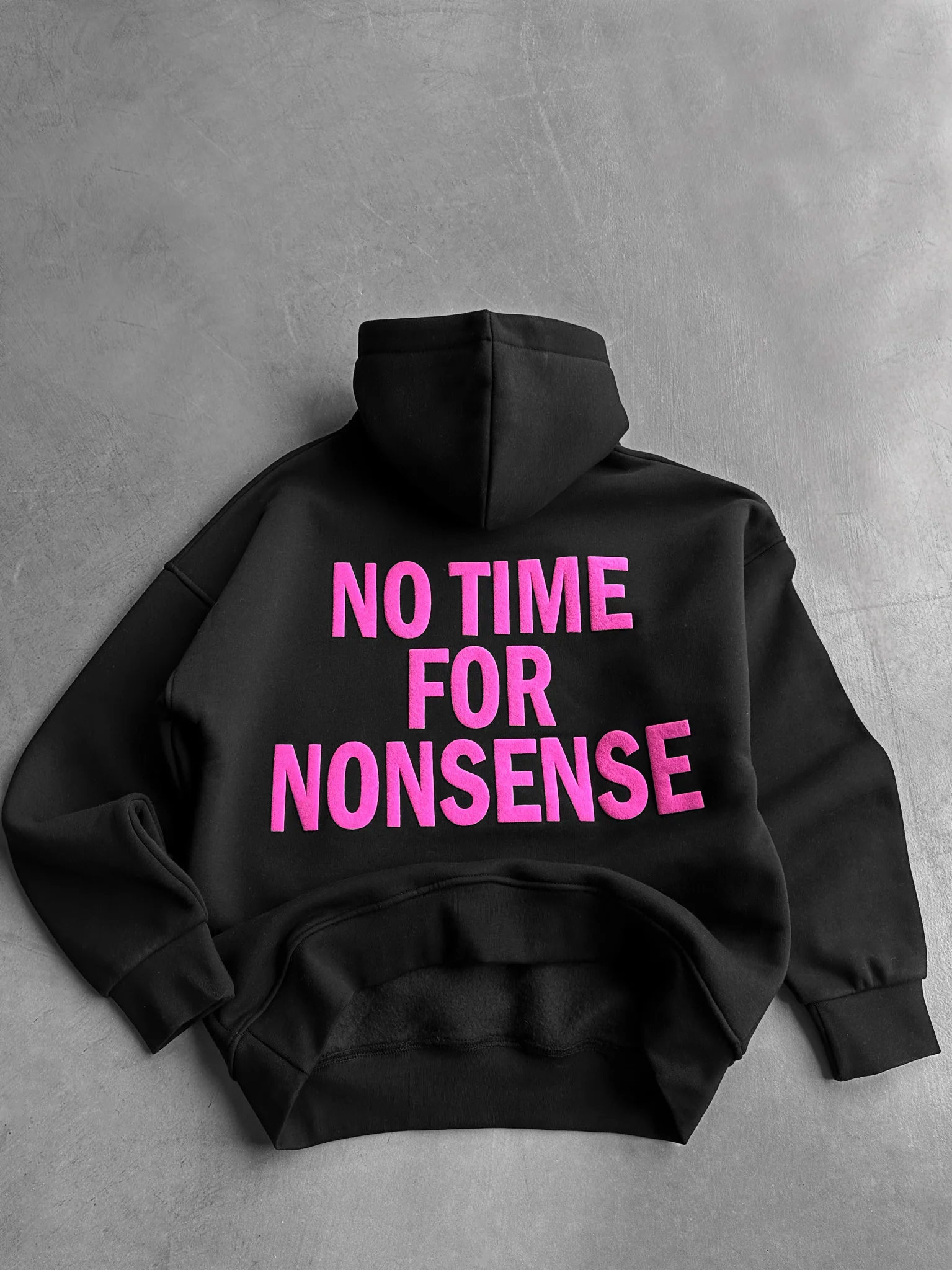 Oversize “No Time for Nonsense” Hoodie - Black - Image 2