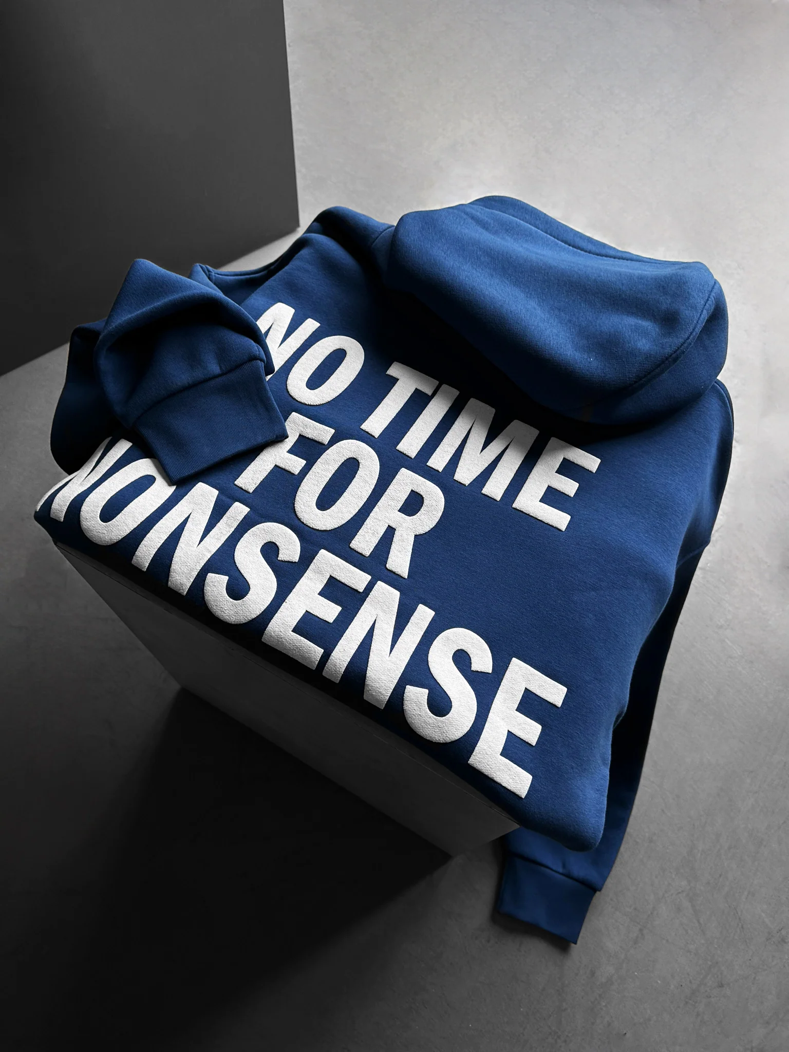 Oversize “No Time for Nonsense” Hoodie - Navy Peony - Image 3