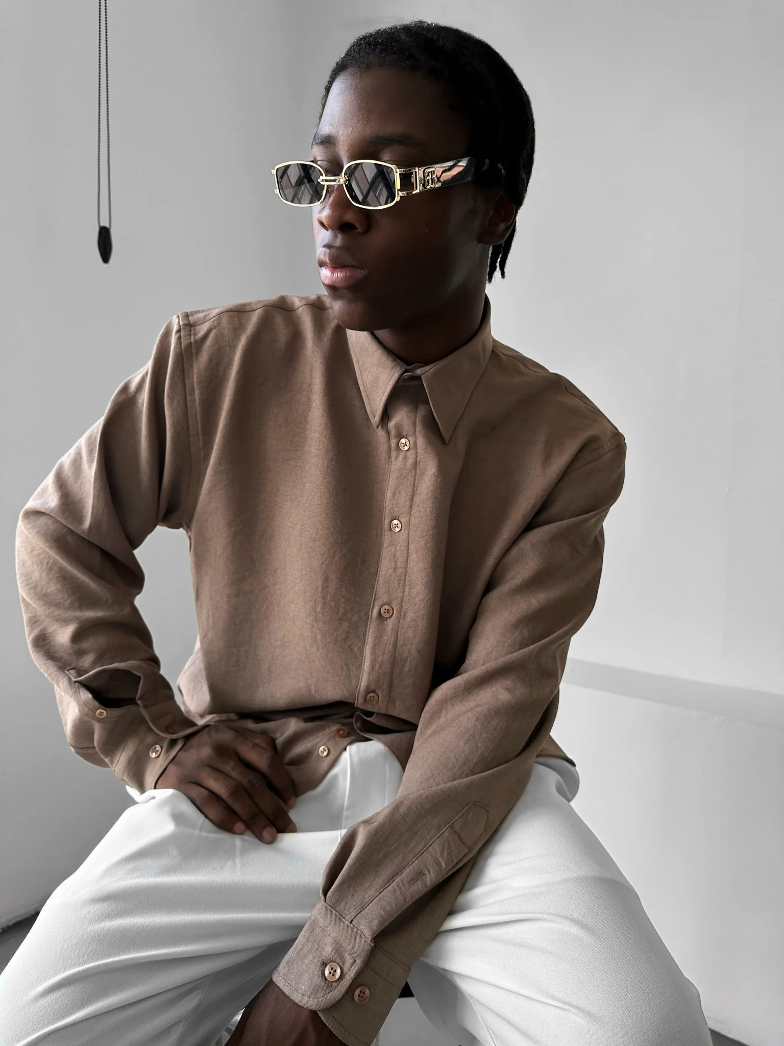 Oversize Oxford Shirt - Beige - Image 3