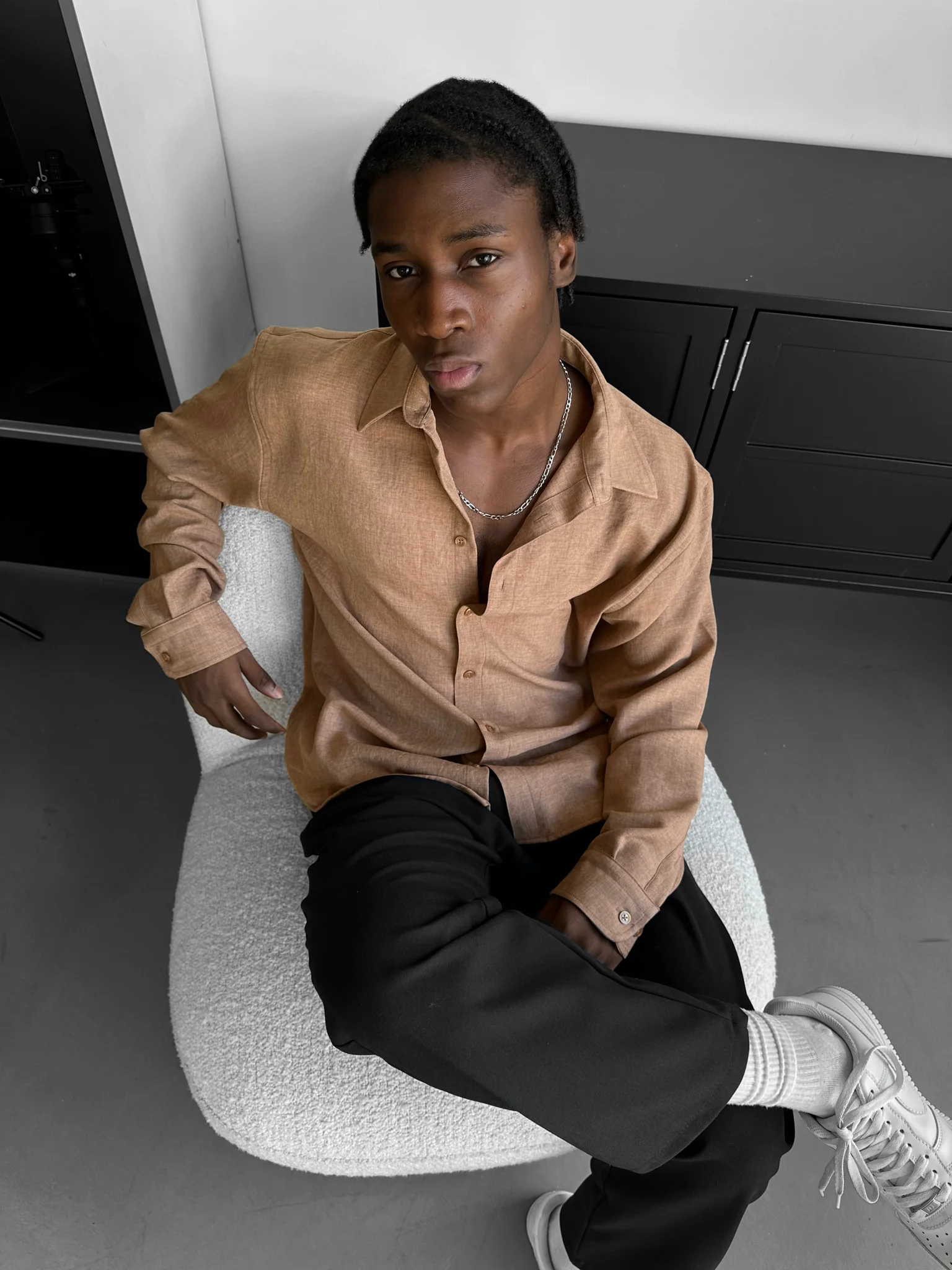 Oversize Oxford Shirt - Camel - Image 3