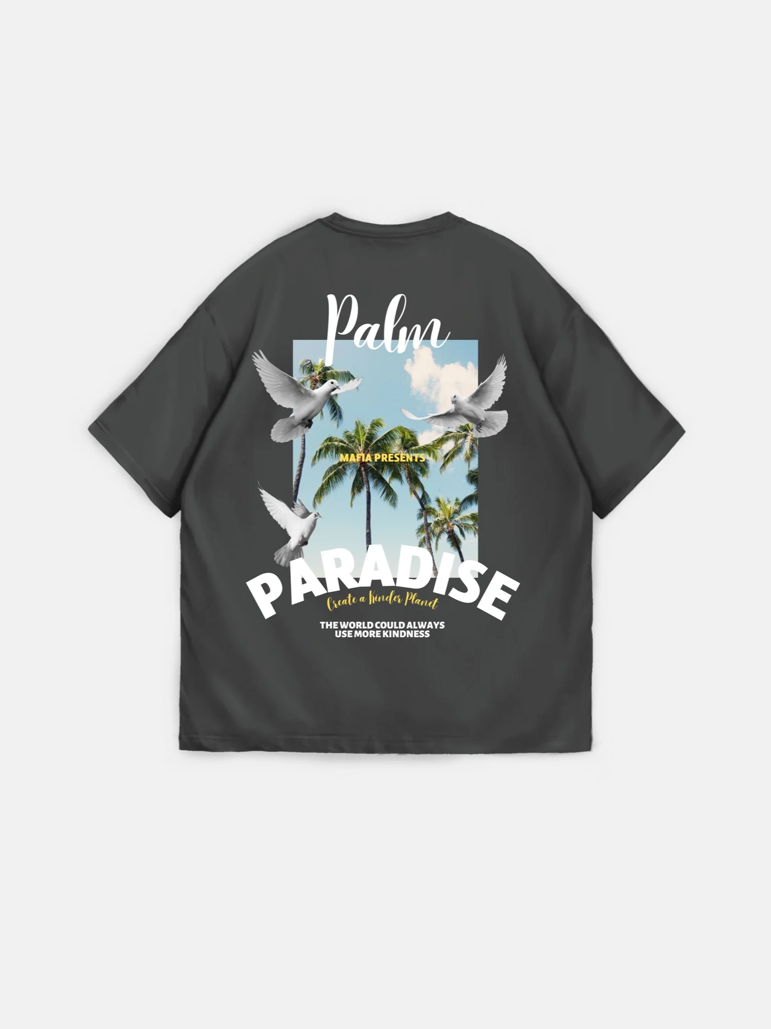 Oversize Palm Paradise T-shirt - Anthracite - Image 2