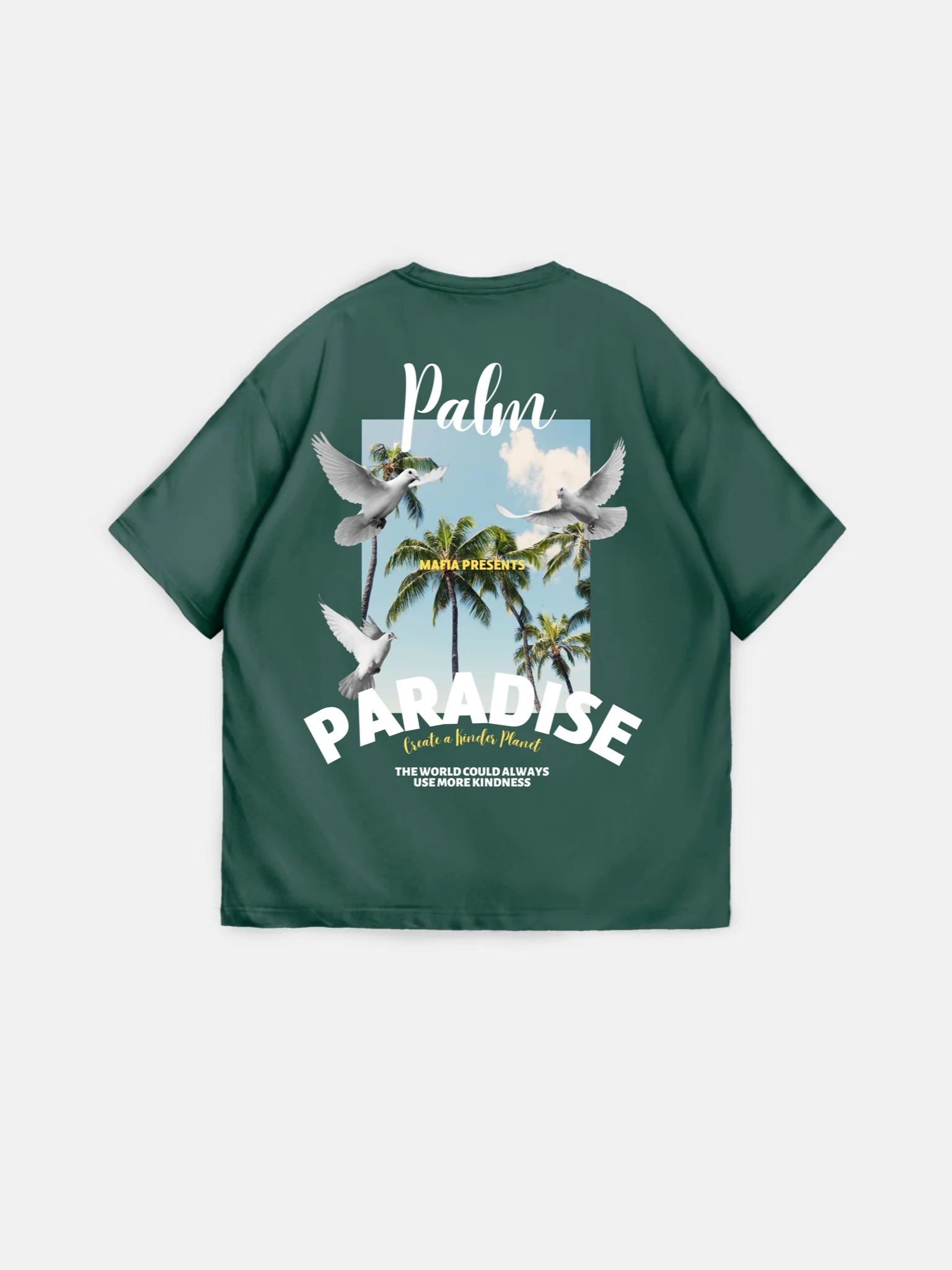 Oversize Palm Paradise T-shirt - Petrol - Image 3