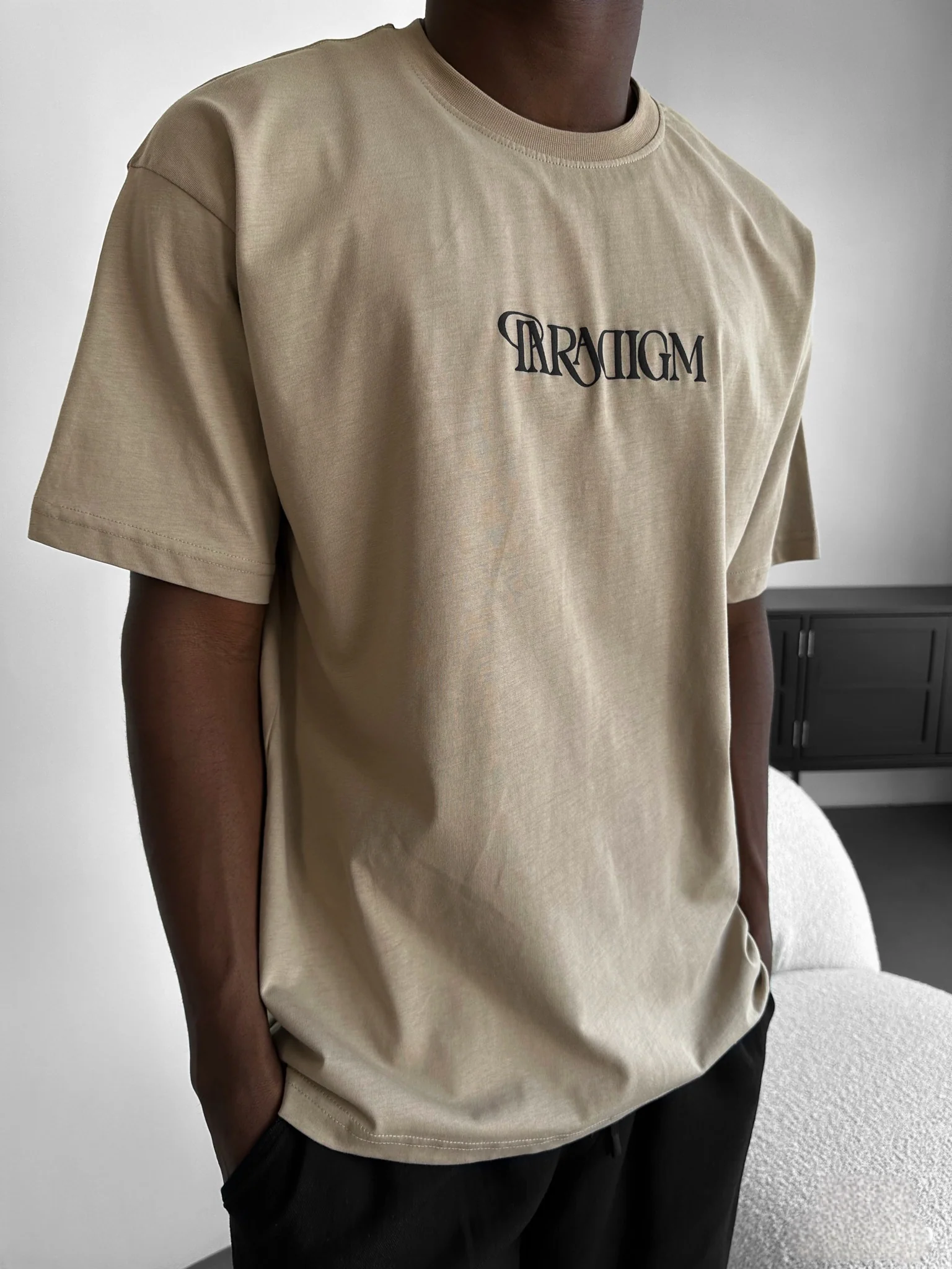 Oversize Paradigm T-Shirt - Beige - Image 4