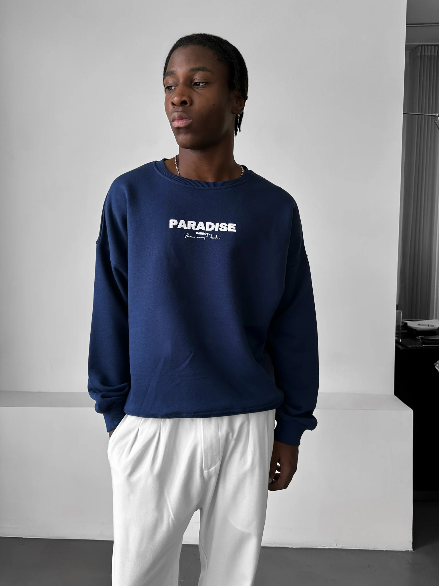 Oversize Paradise Sweater - Navy Blue - Image 3