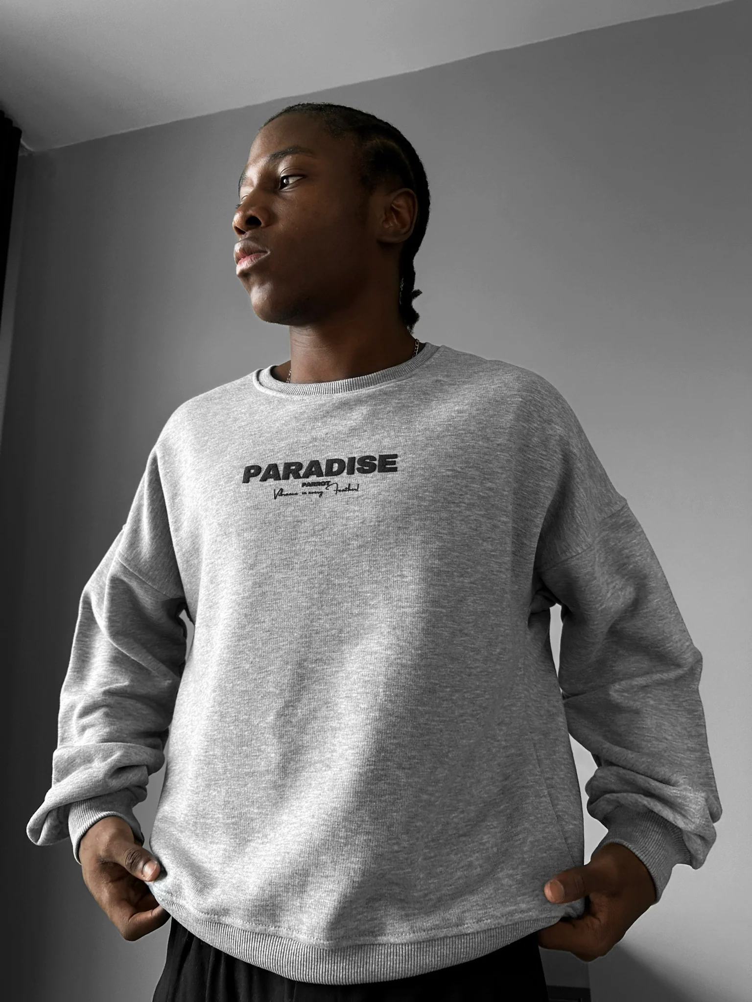 Oversize Paradise Sweater - Grey Melange - Image 3