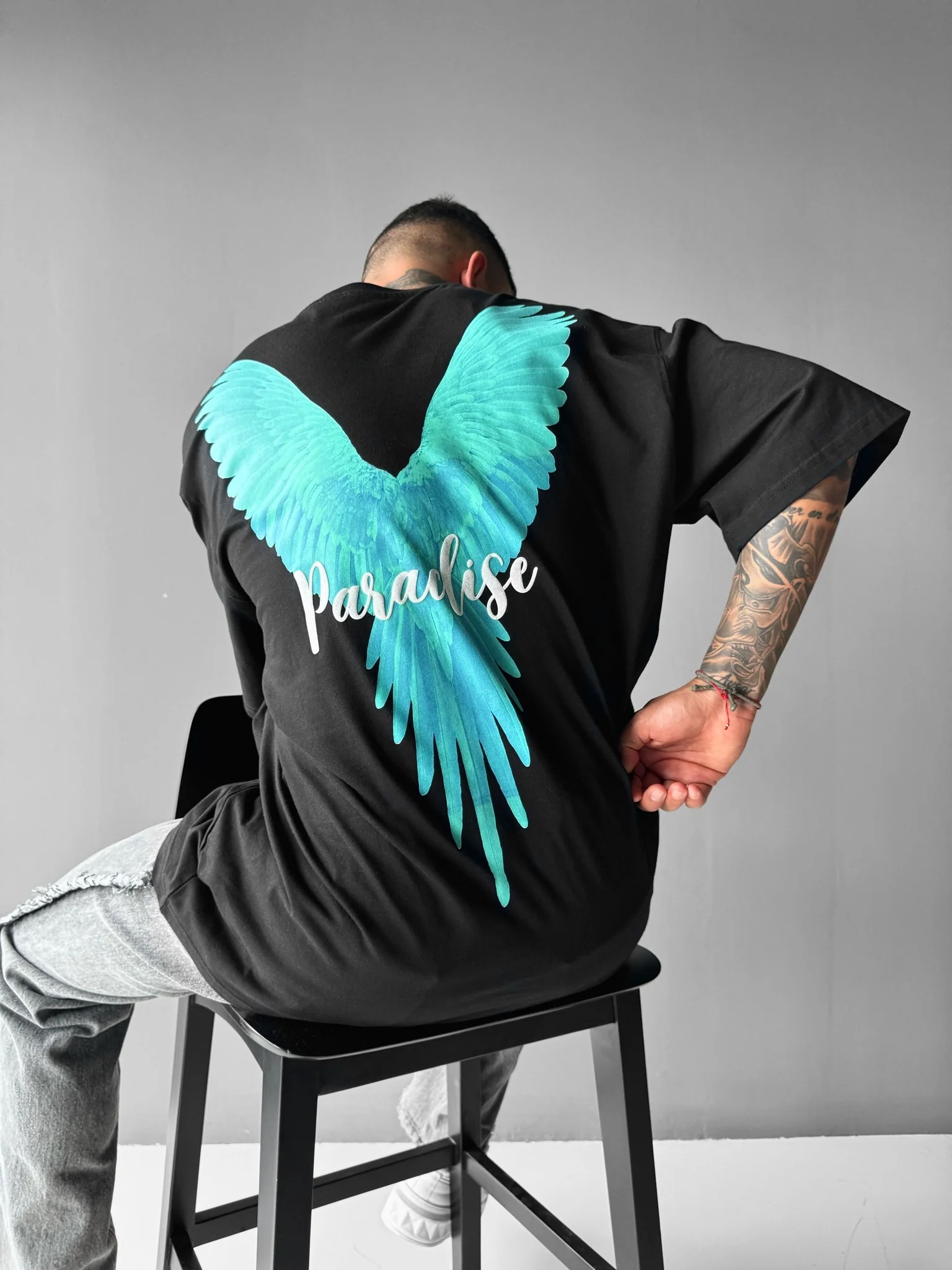 Oversize Parrot Paradise T-shirt - Black and Green - Image 4