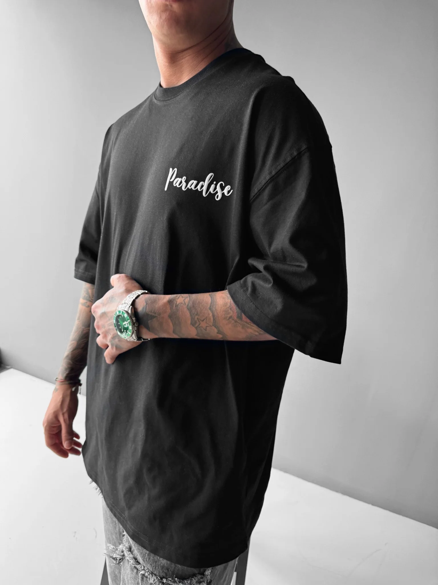 Oversize Parrot Paradise T-shirt - Black and Green - Image 5