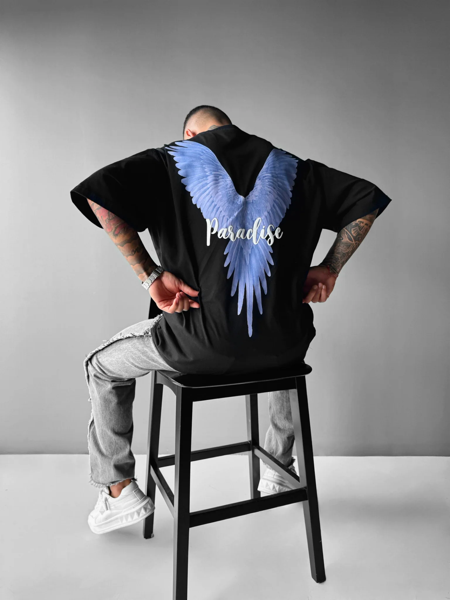 Oversize Parrot Paradise T-shirt - Black and Purple - Image 2