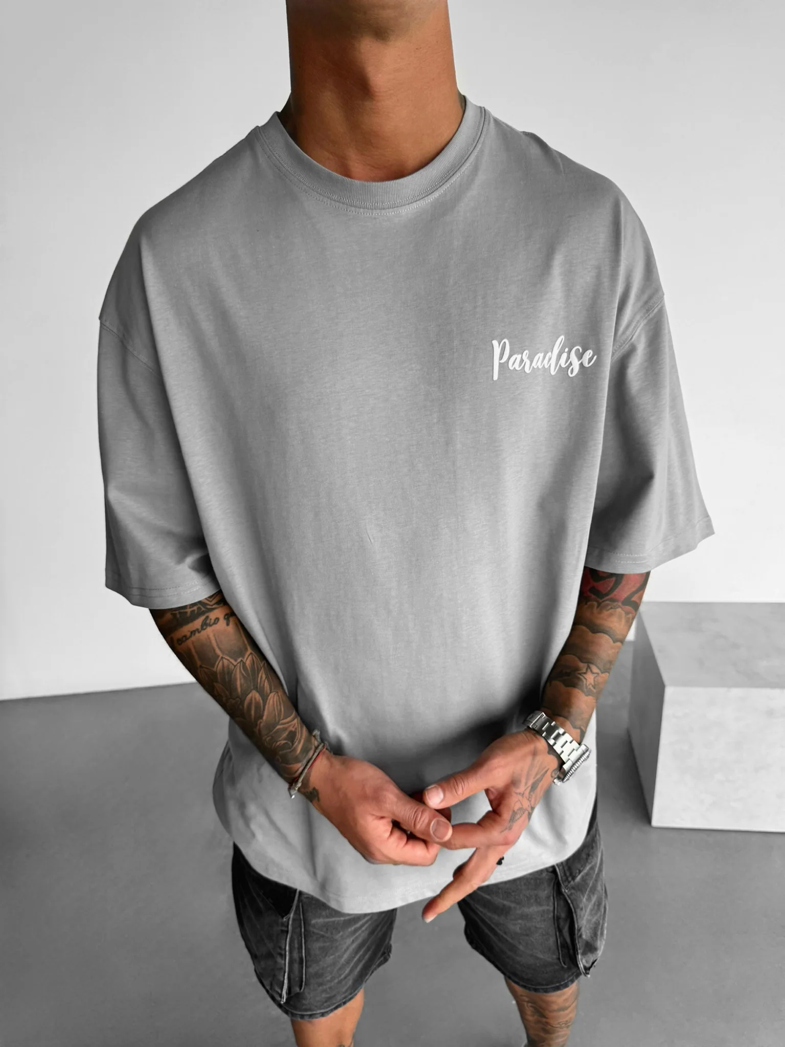 Oversize Parrot Paradise T-shirt - Grey - Image 2
