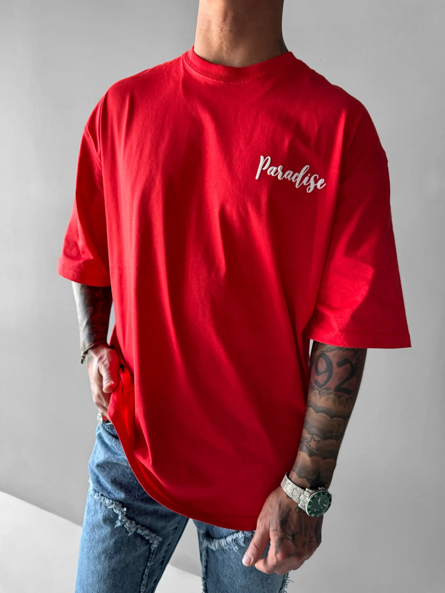 Oversize Parrot Paradise T-shirt - Red - Image 3