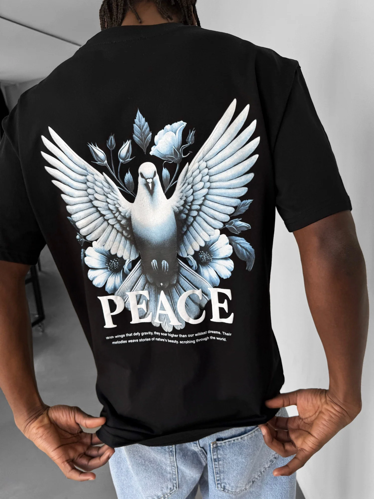 Oversize Peace T-Shirt - Black - Image 2