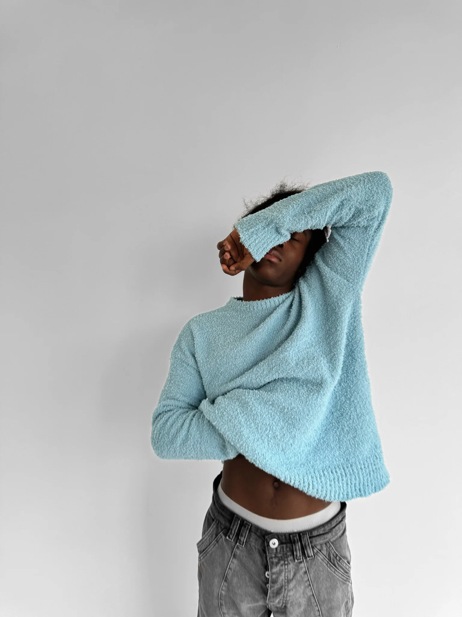 Oversize Plush Pullover - Stone Blue - Image 2