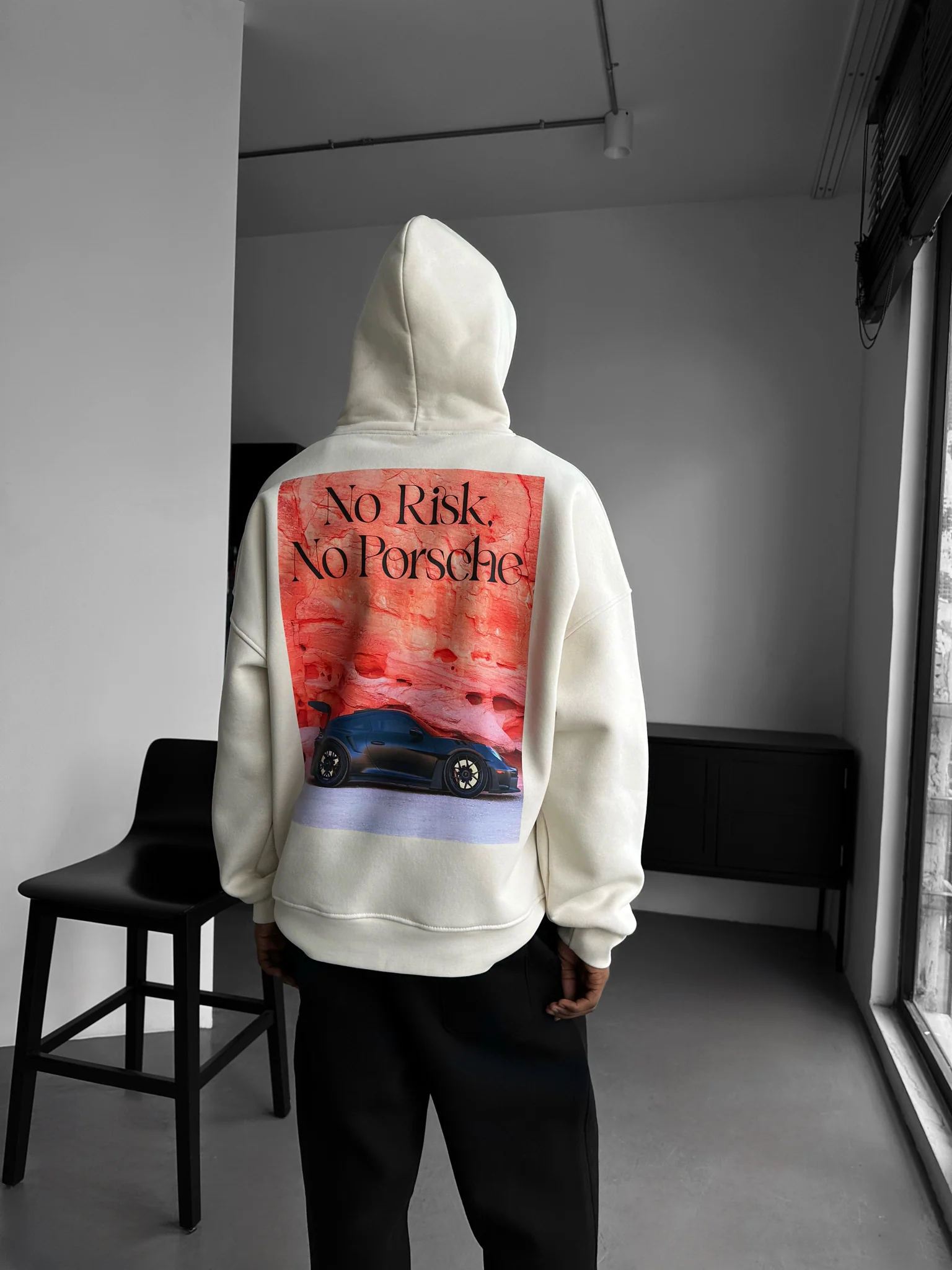 Oversize Porsche Hoodie - Beige - Image 6