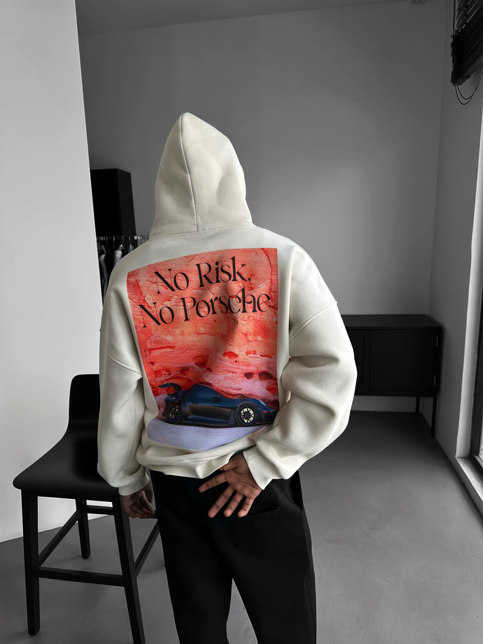 Oversize Porsche Hoodie - Beige - Image 7