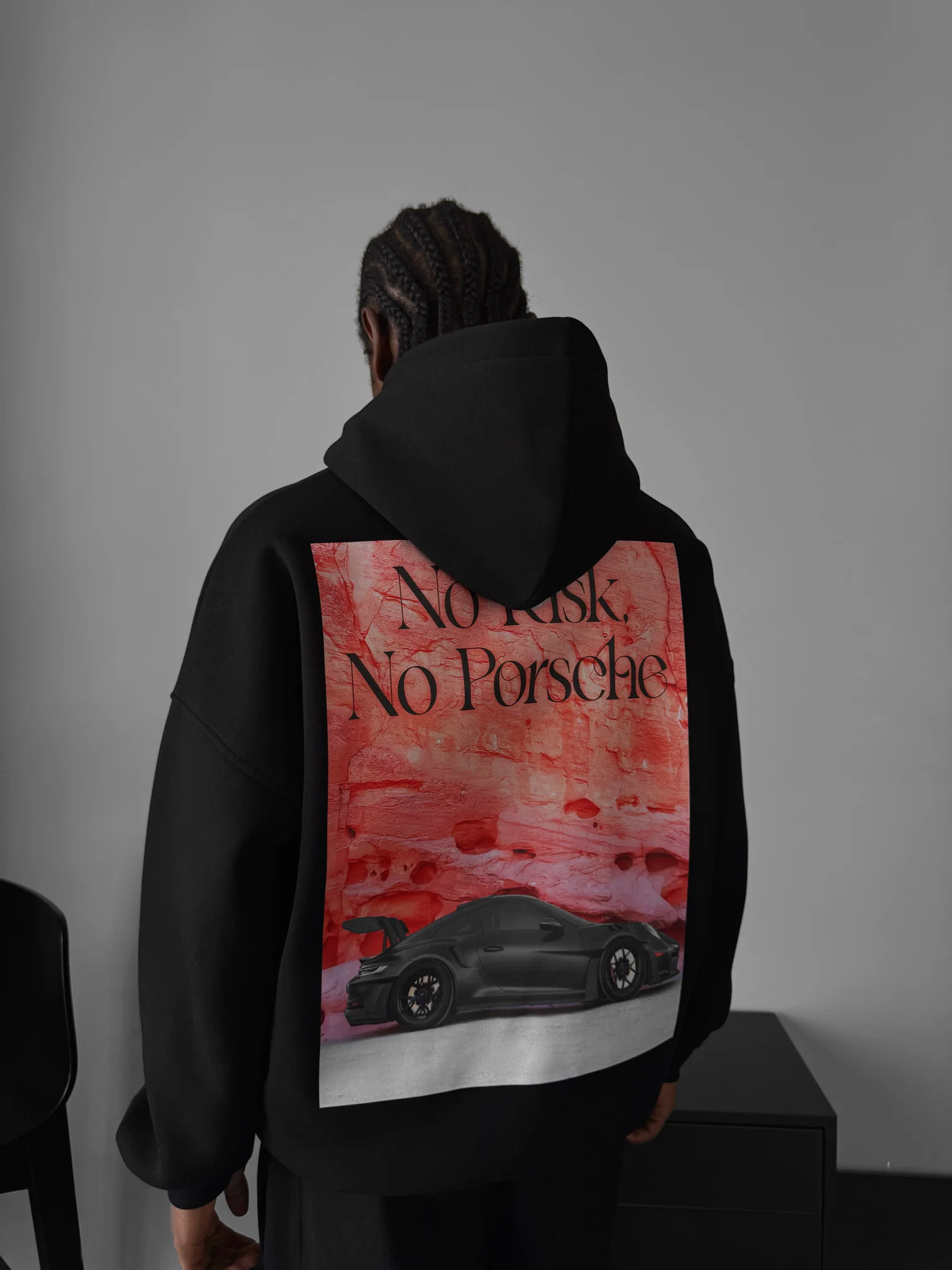 Oversize Porsche Hoodie - Black - Image 3
