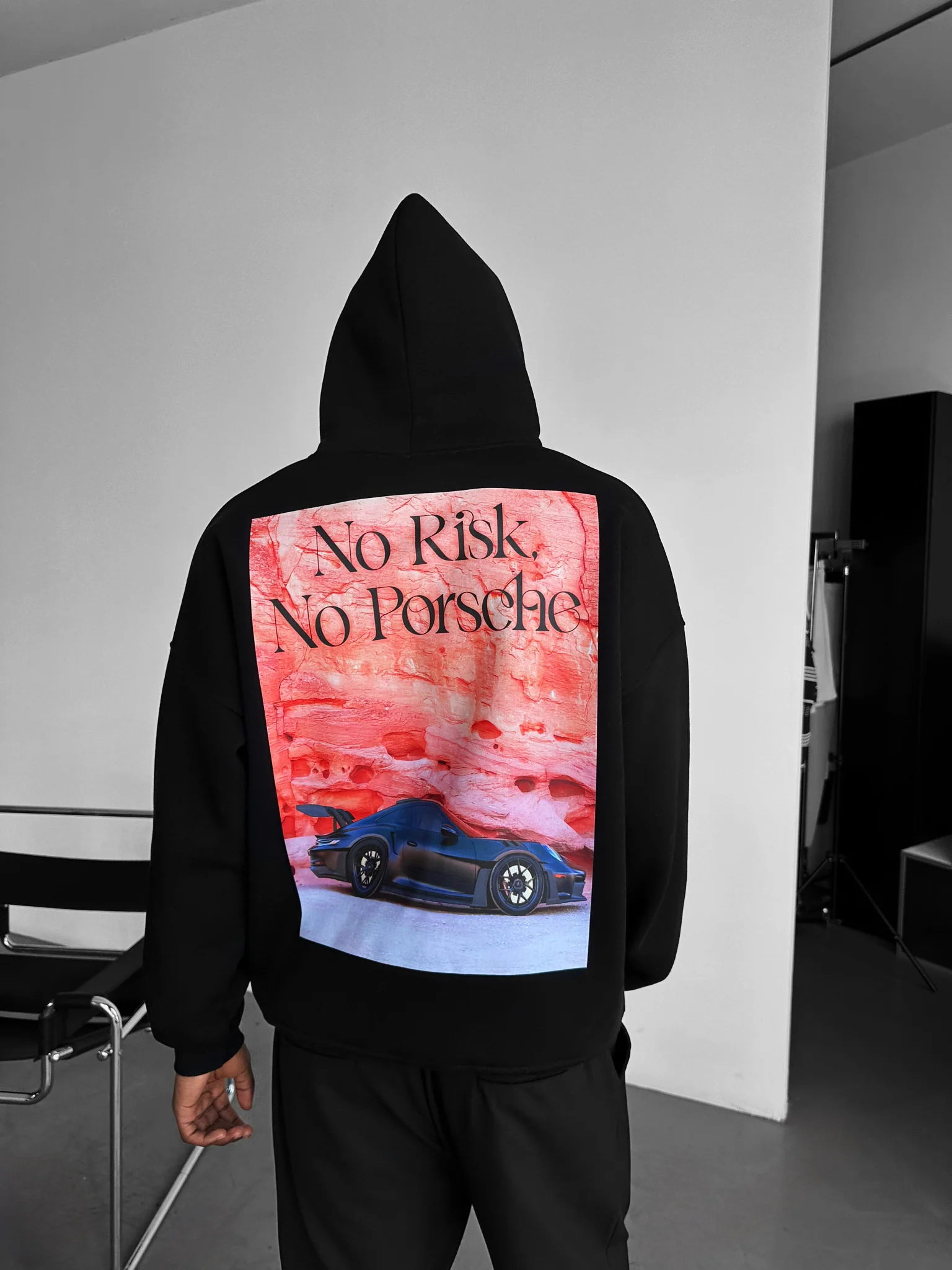 Oversize Porsche Hoodie - Black - Image 7