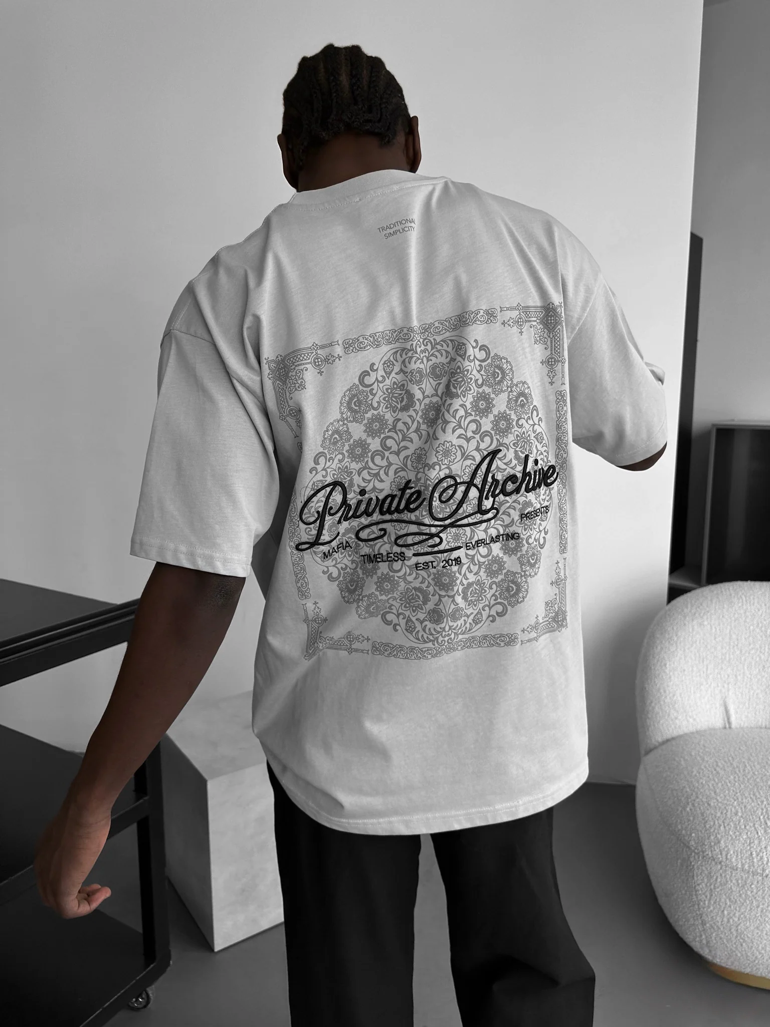 Oversize Private Archive T-Shirt - Grey - Image 3