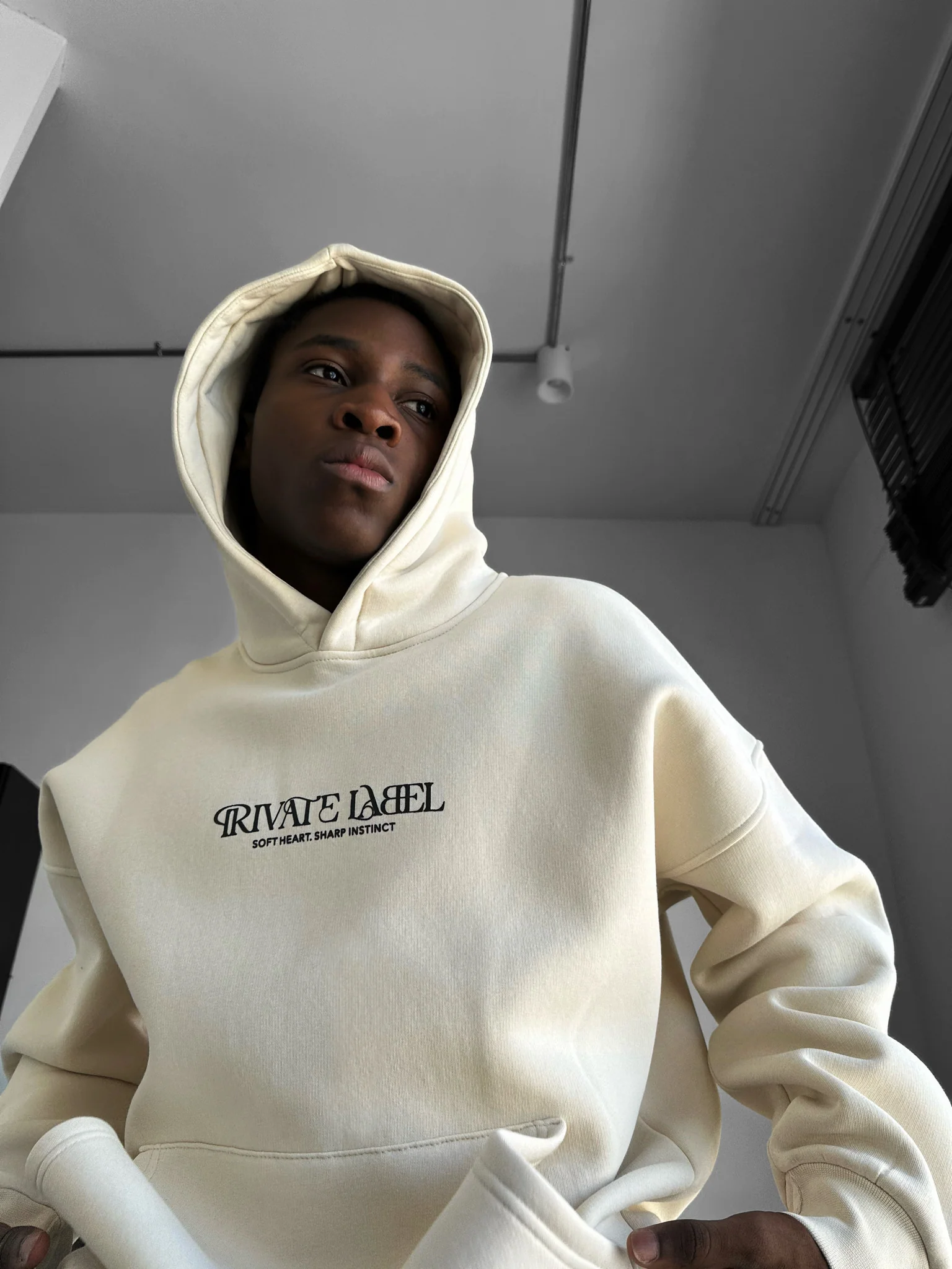 Oversize Private Label Hoodie - Beige - Image 3