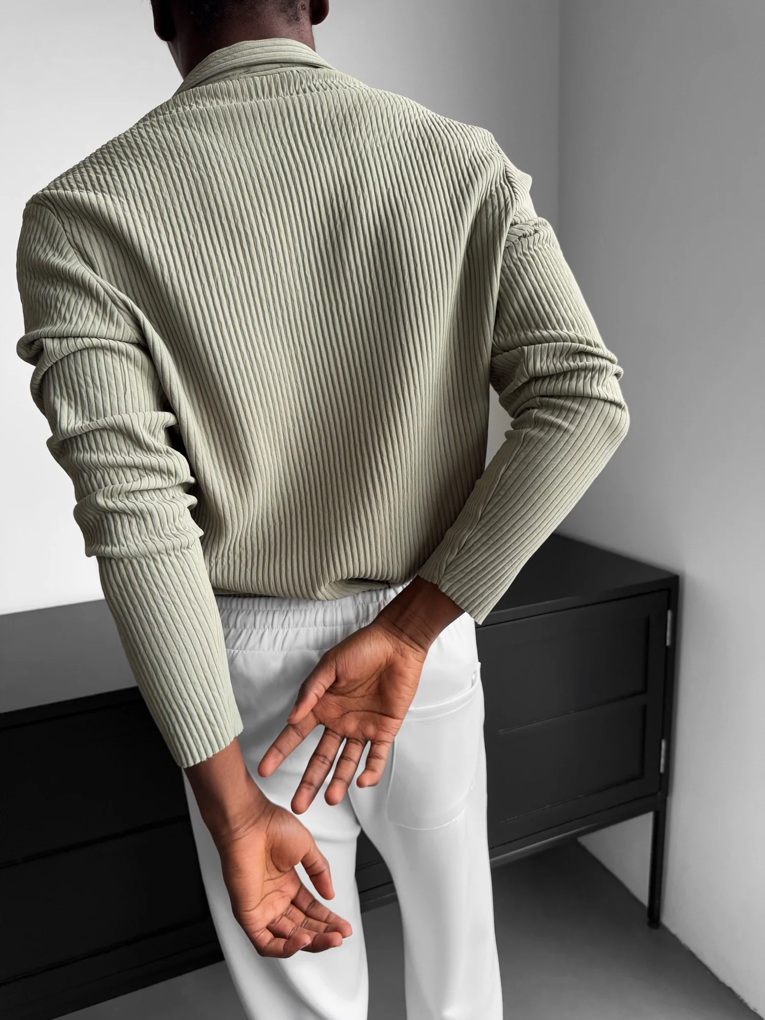 Oversize Ribbed Long Arm Shirt - Green - Image 4