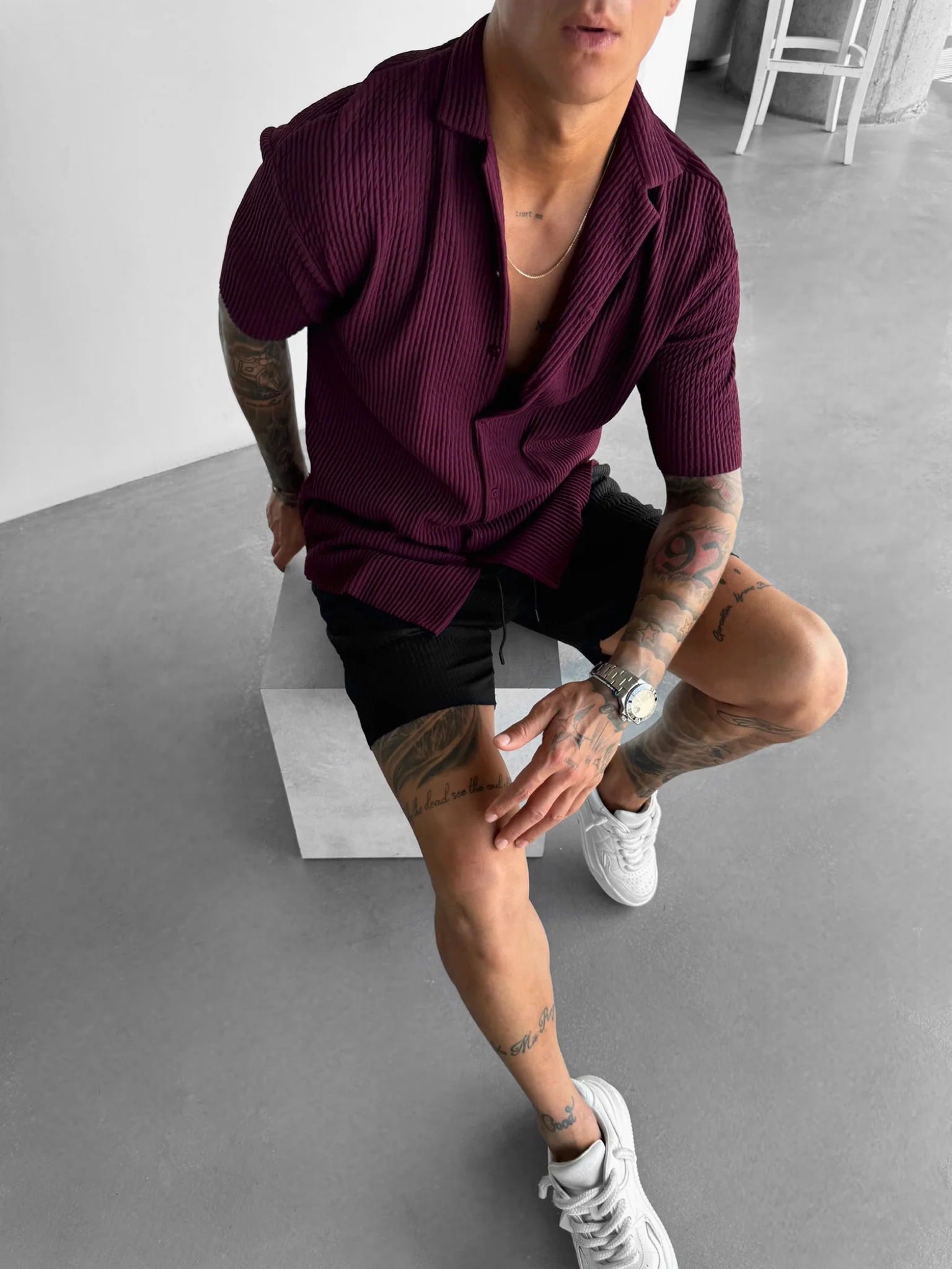 Oversize Ribbed Shirt - Port Royale - Image 3