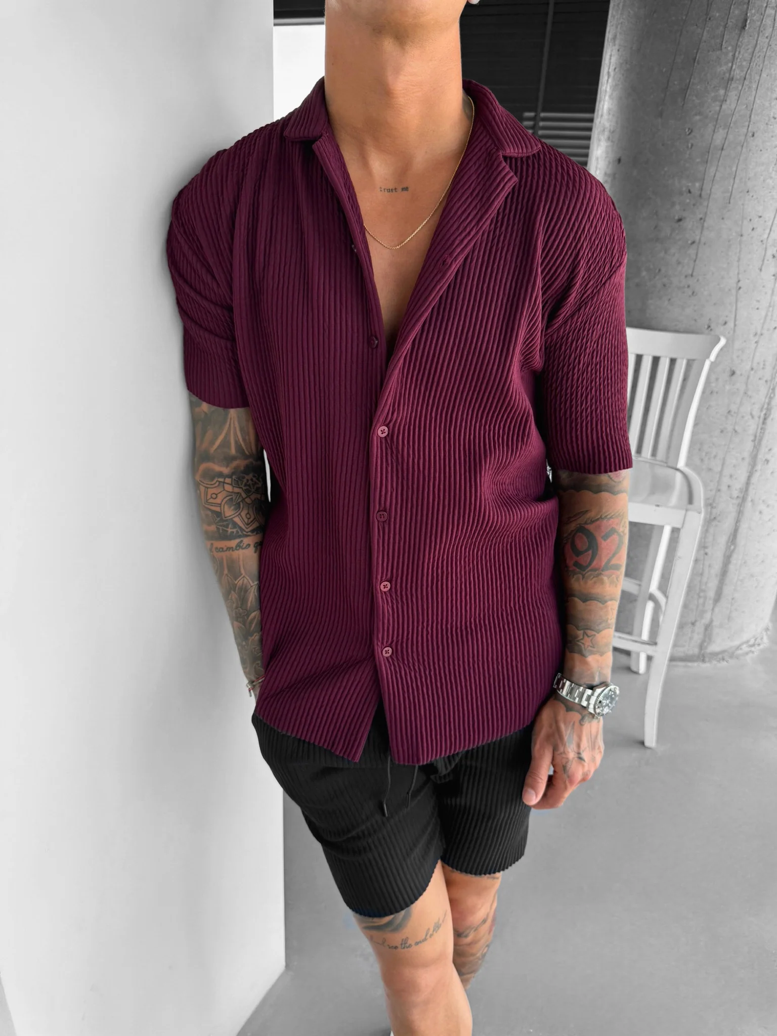 Oversize Ribbed Shirt - Port Royale - Image 4