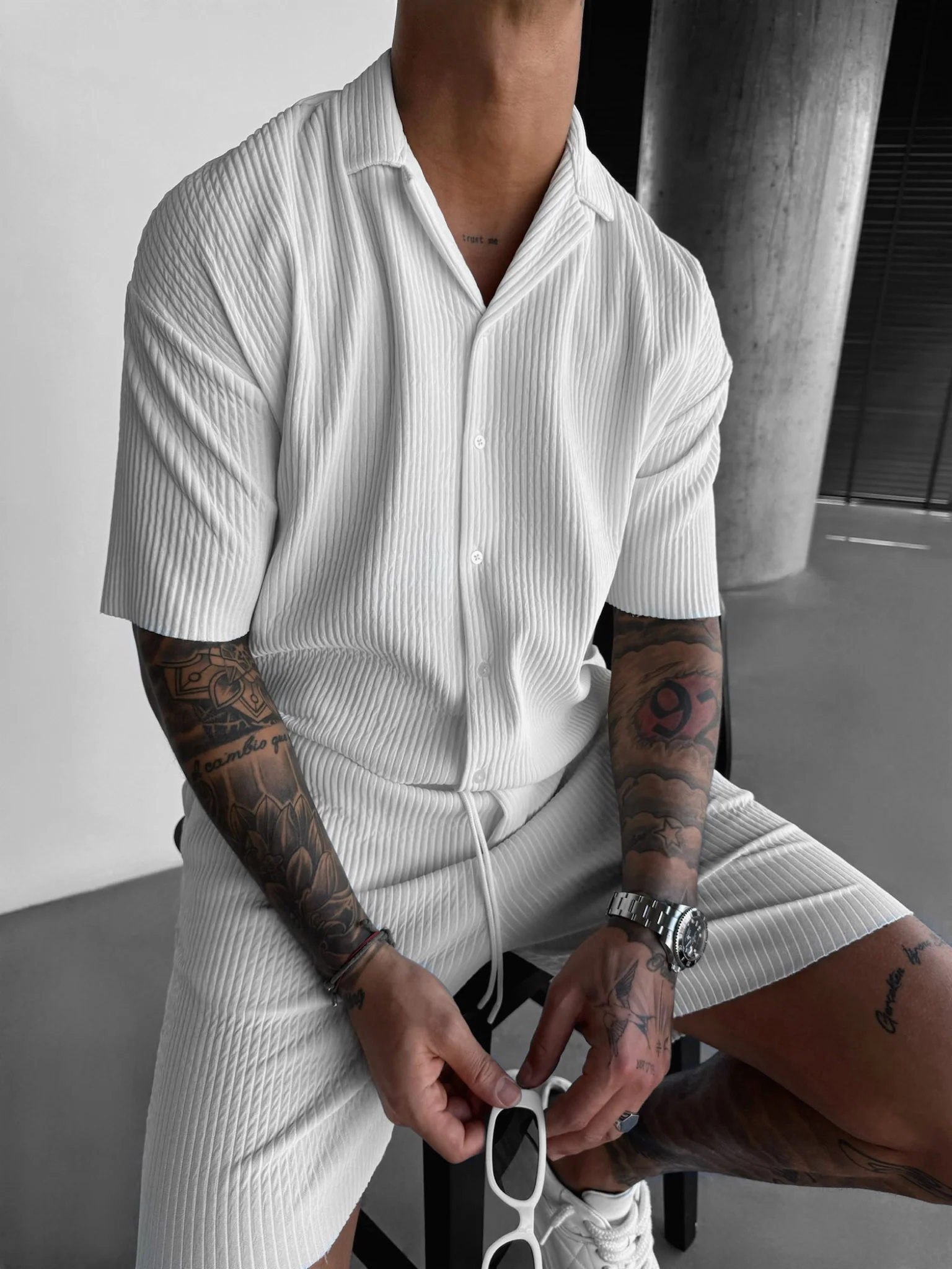 Oversize Ribbed Shirt - White