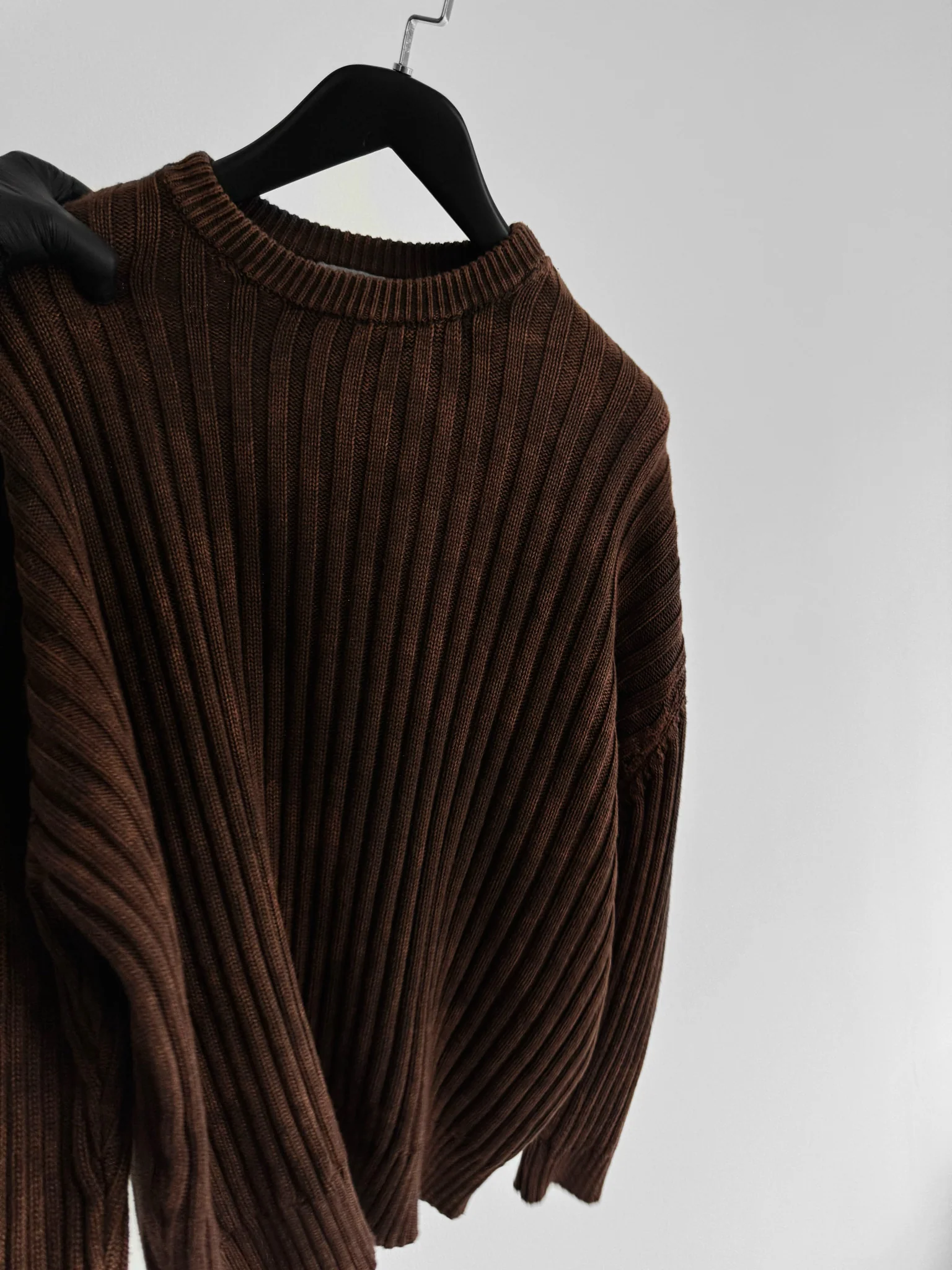 Oversize Ribbed Washed Sweater - Brown - Image 2