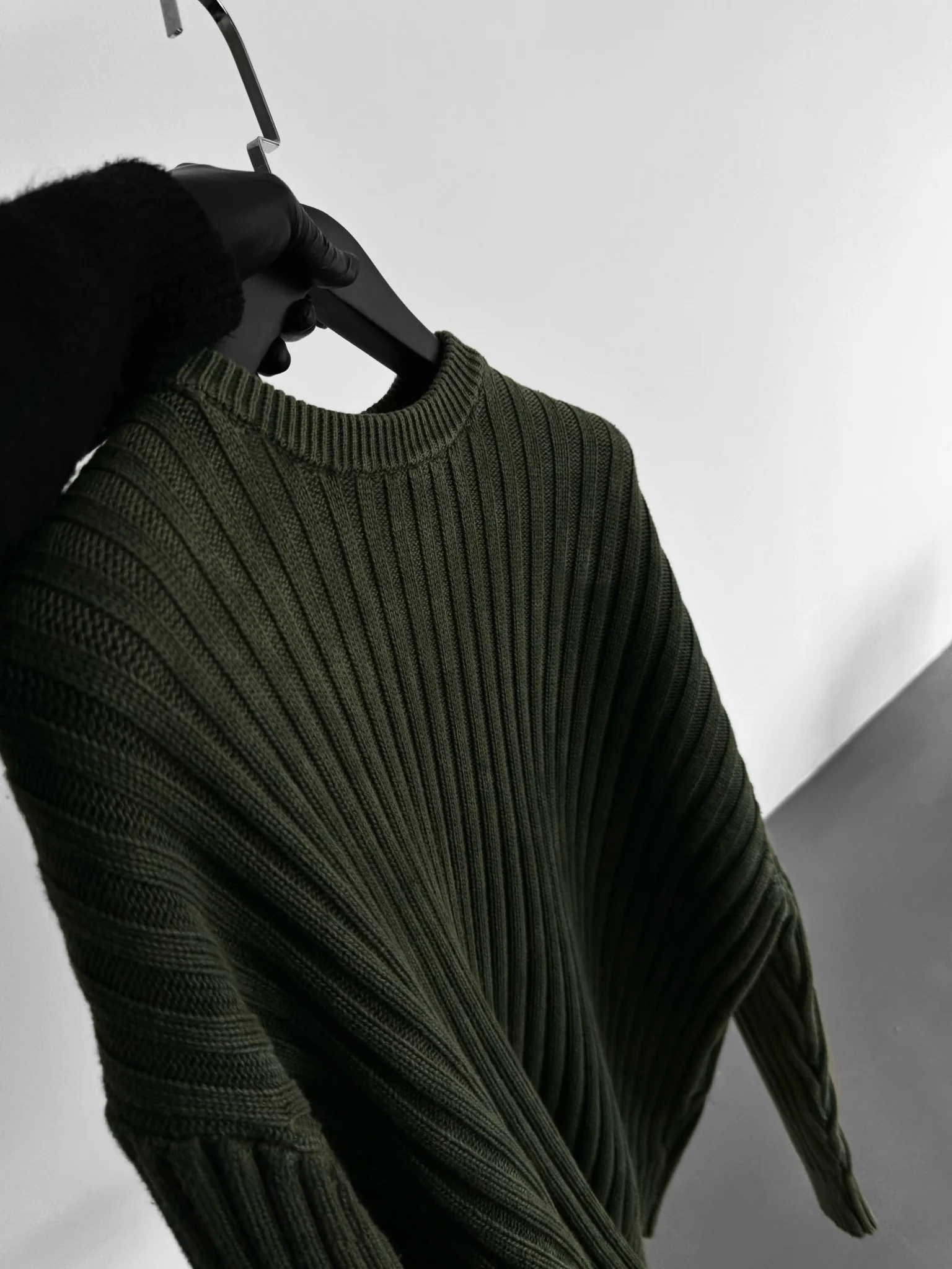 Oversize Ribbed Washed Sweater - Khaki - Image 2