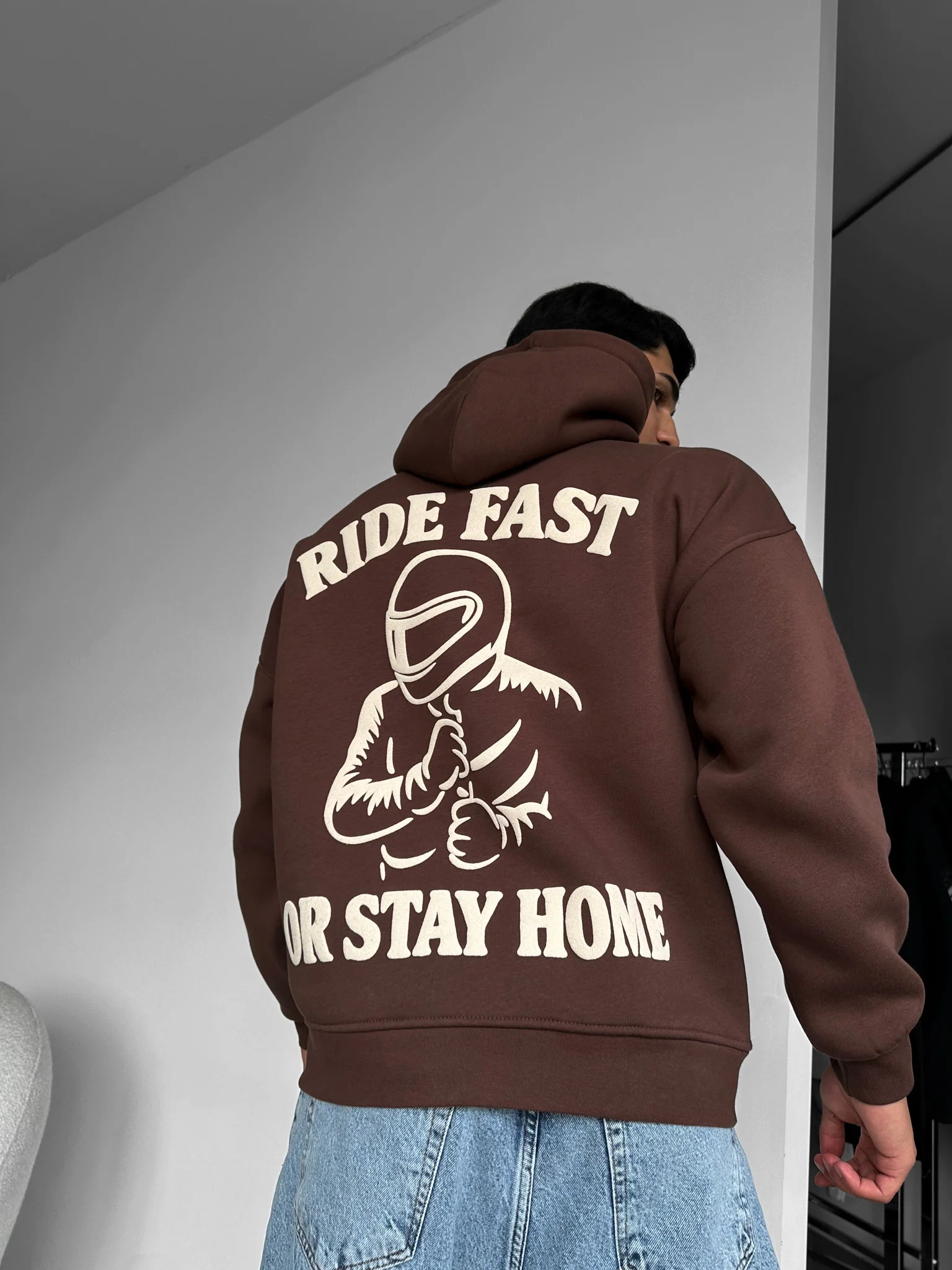 Oversize Ride Fast Hoodie - Brown - Image 2