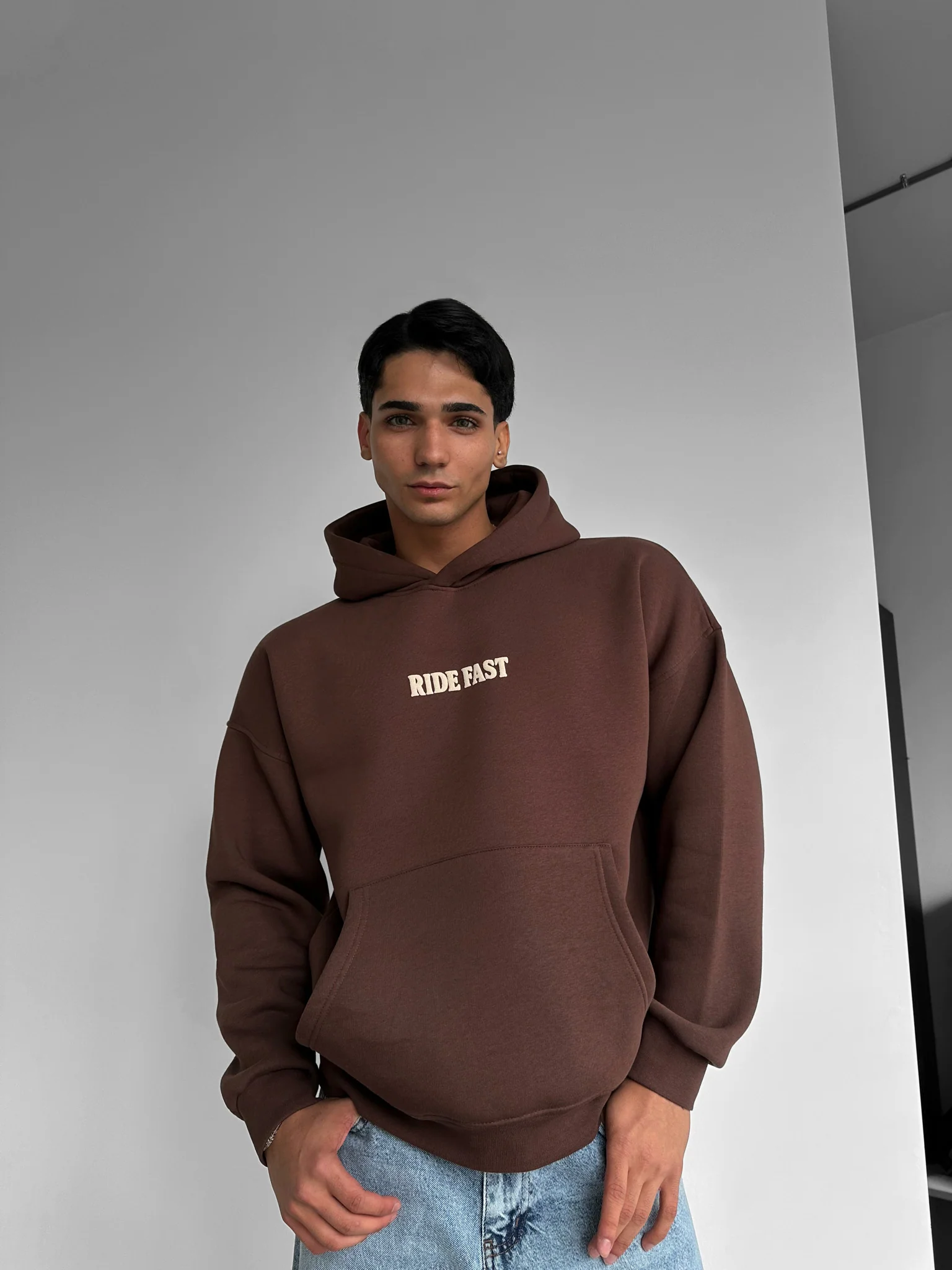 Oversize Ride Fast Hoodie - Brown - Image 5