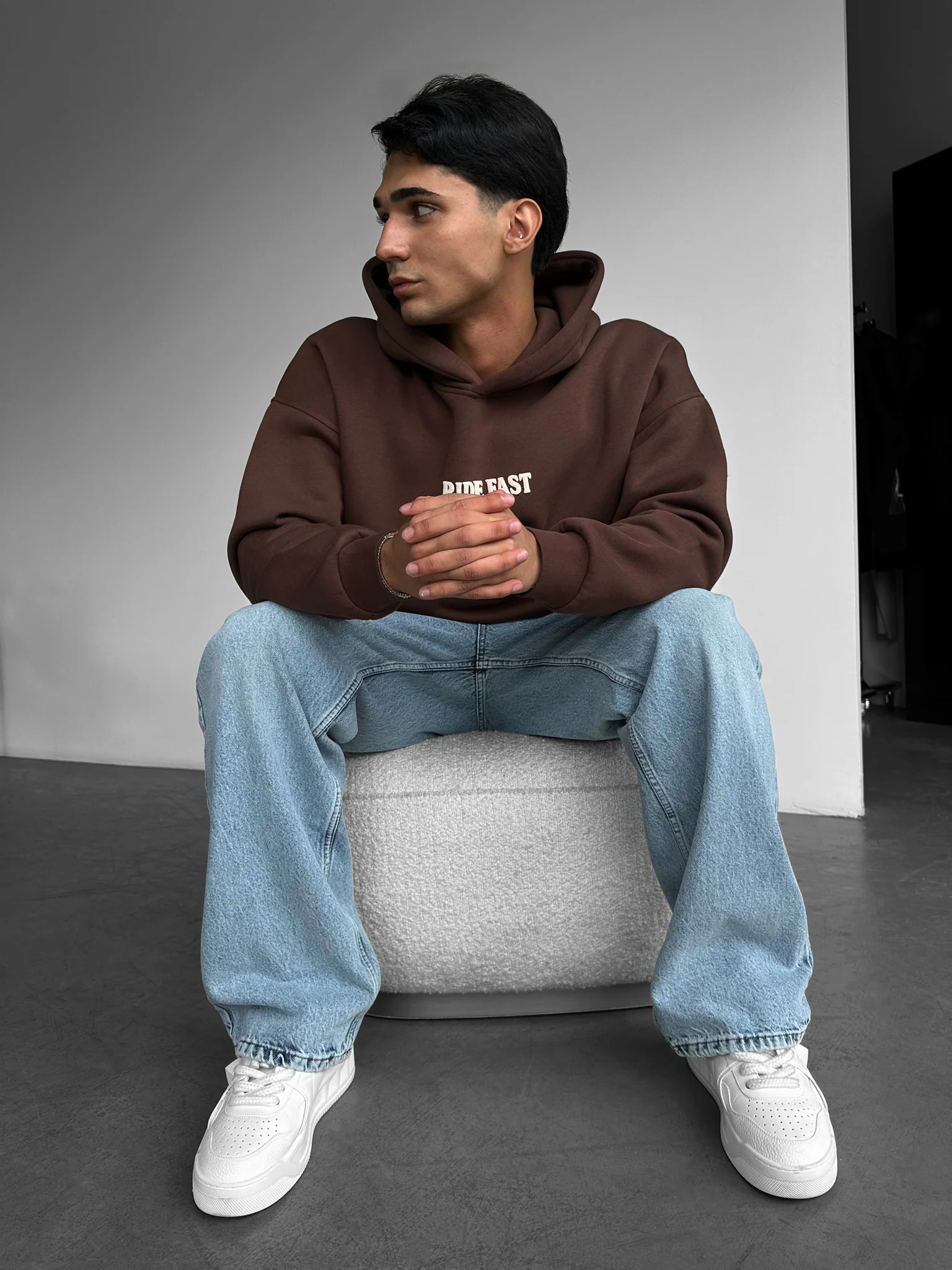 Oversize Ride Fast Hoodie - Brown - Image 6