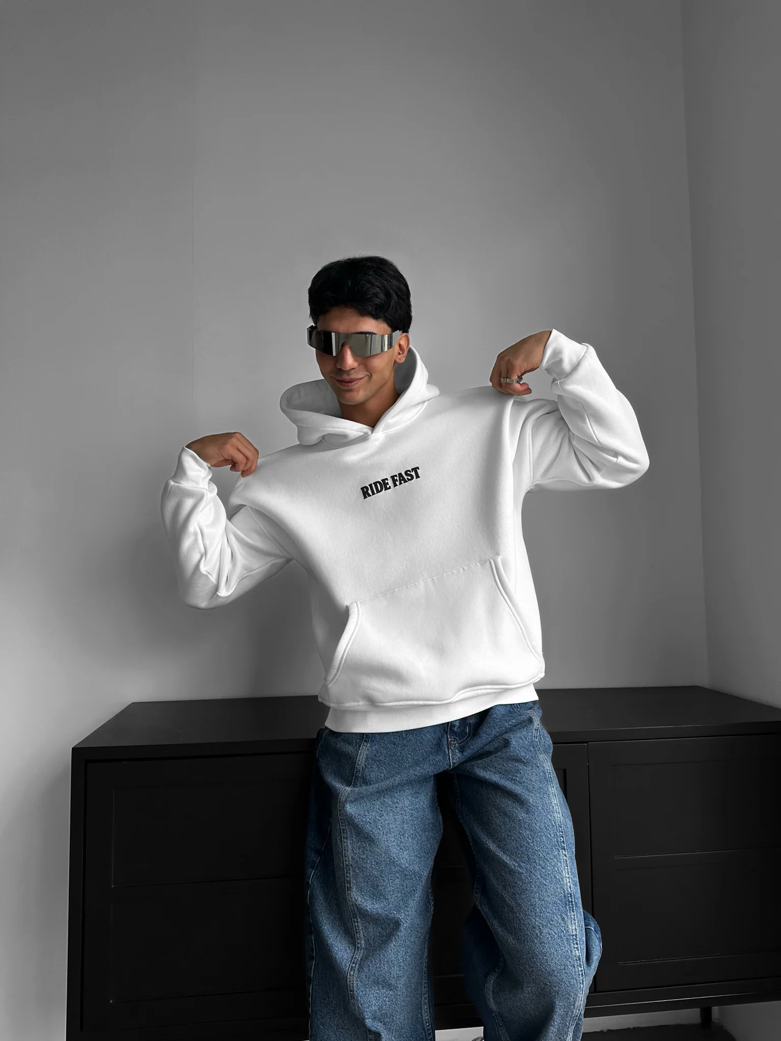 Oversize Ride Fast Hoodie - Ecru - Image 4