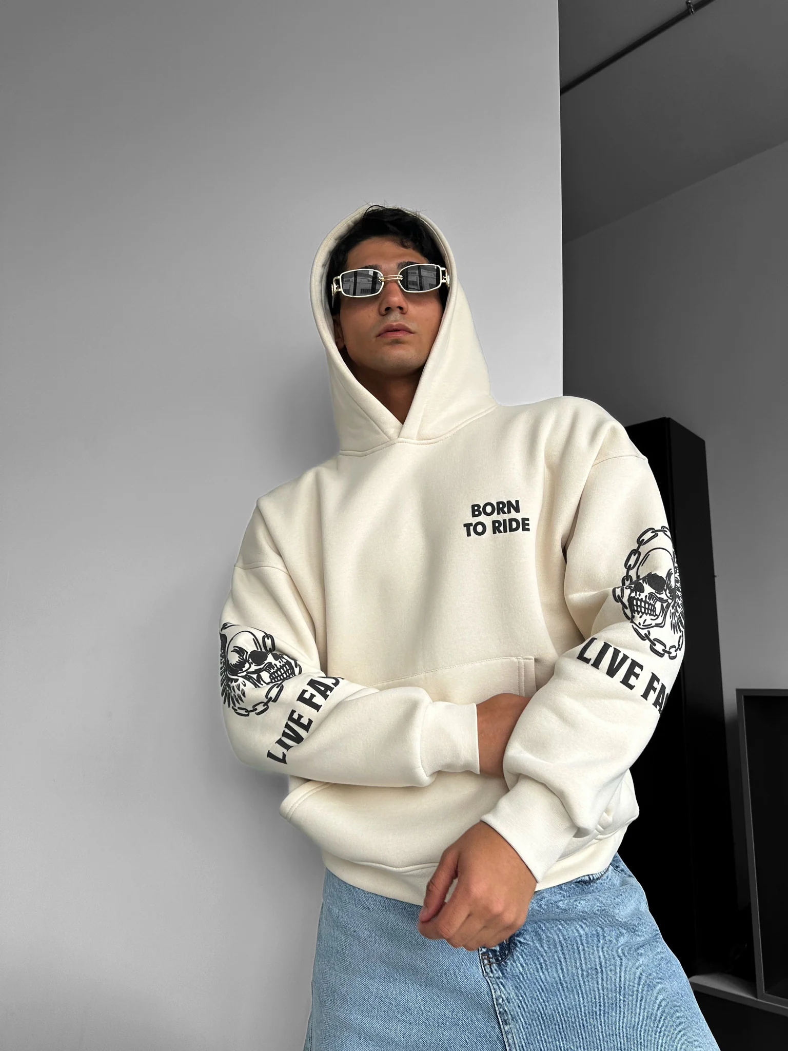 Oversize Ride to Survive Hoodie - Beige - Image 3