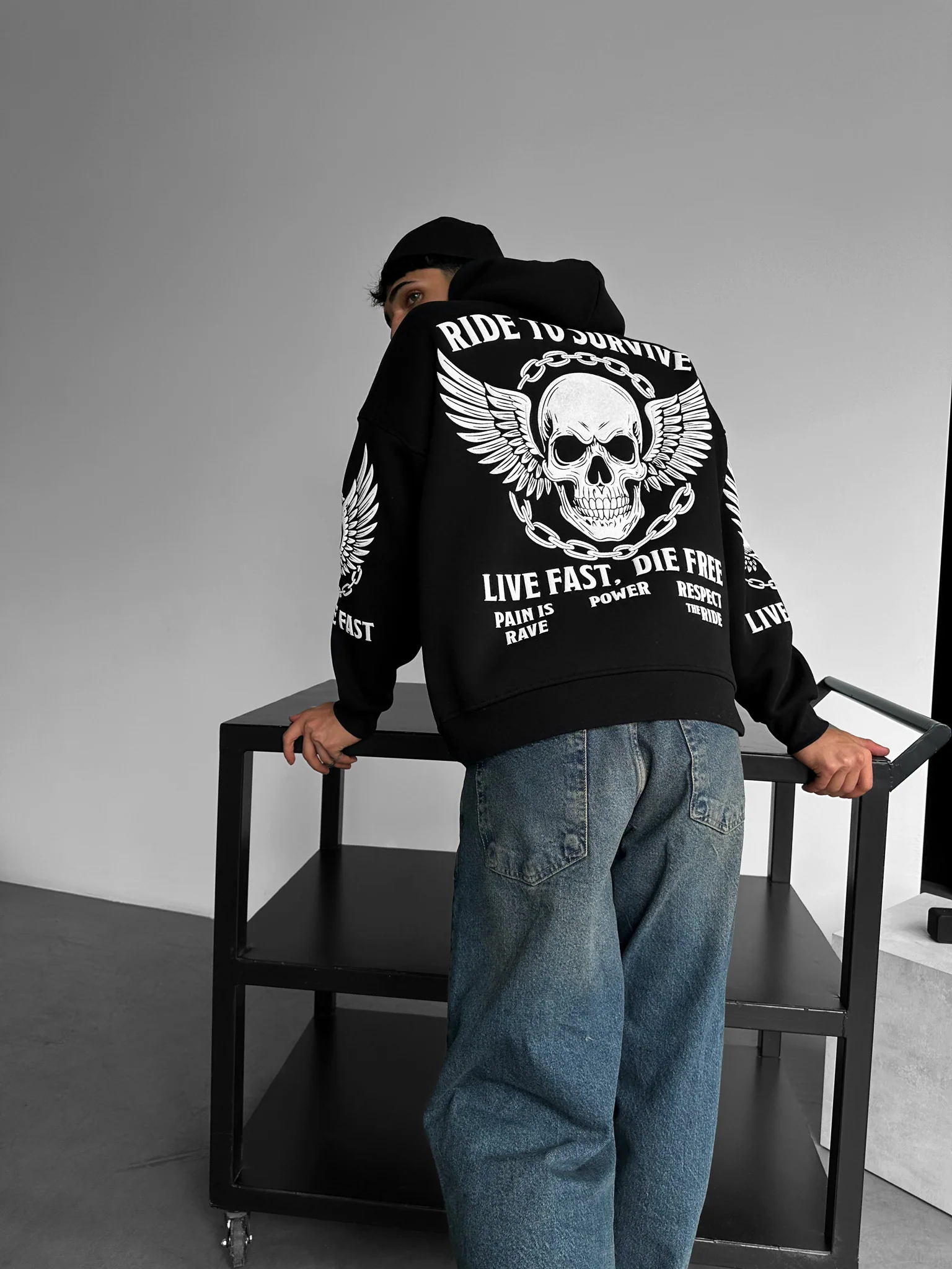 Oversize Ride to Survive Hoodie - Black - Image 2
