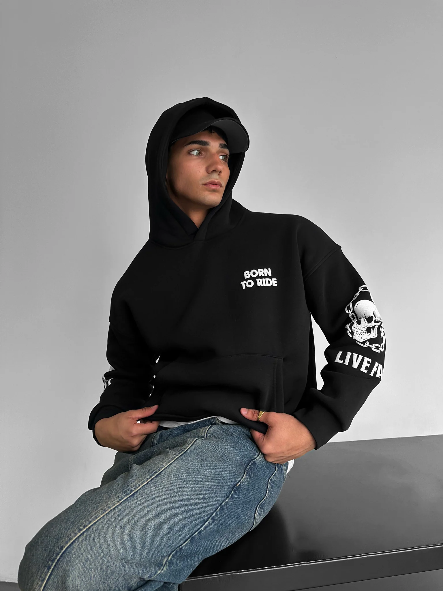 Oversize Ride to Survive Hoodie - Black - Image 4