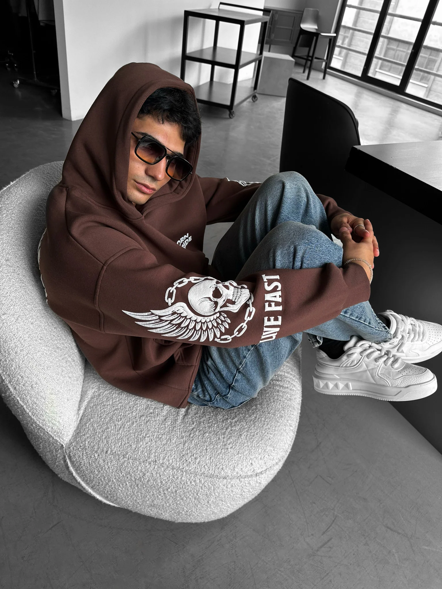 Oversize Ride to Survive Hoodie - Brown - Image 3