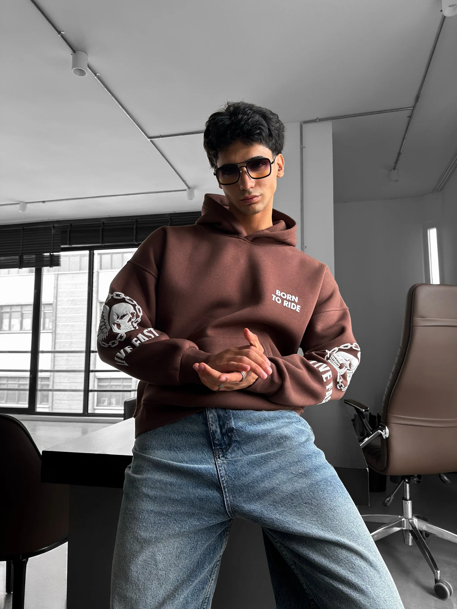 Oversize Ride to Survive Hoodie - Brown - Image 5