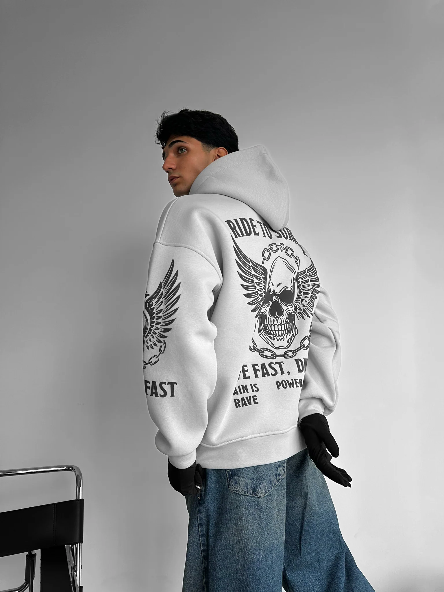 Oversize Ride to Survive Hoodie - Grey - Image 2