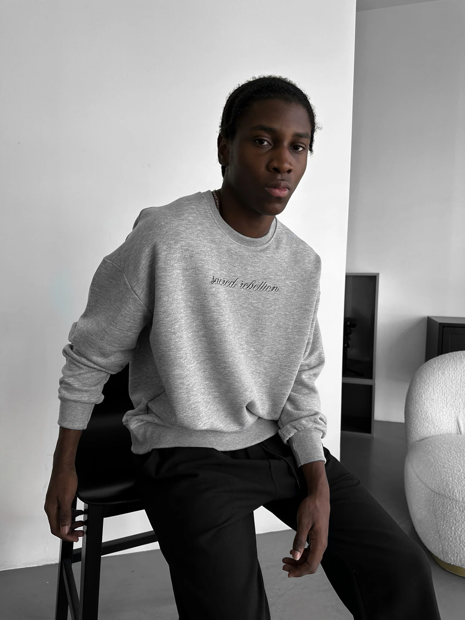 Oversize Sacred Rebellion Sweater - Grey Melange - Image 2