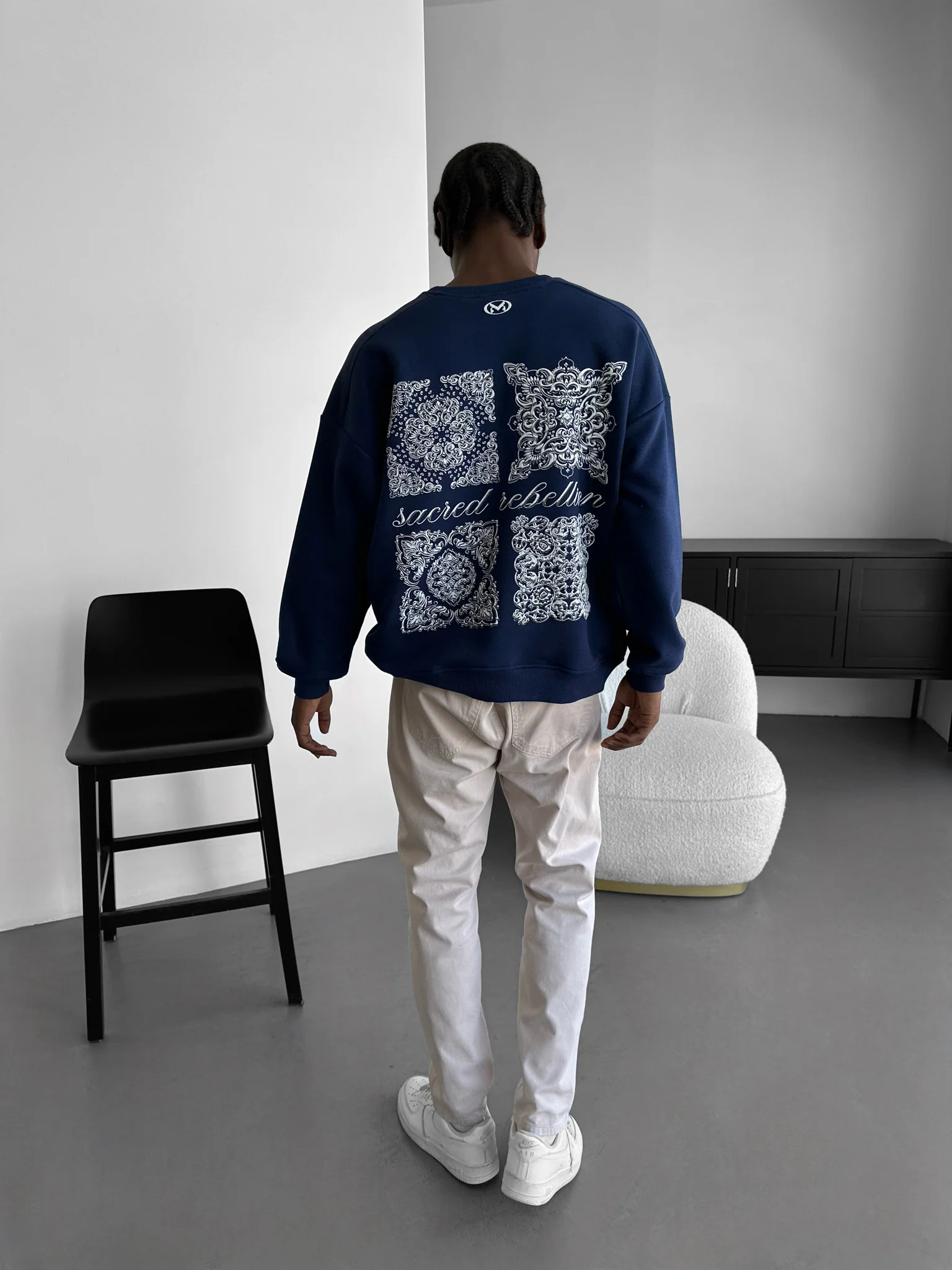 Oversize Sacred Rebellion Sweater - Navy Blue - Image 2