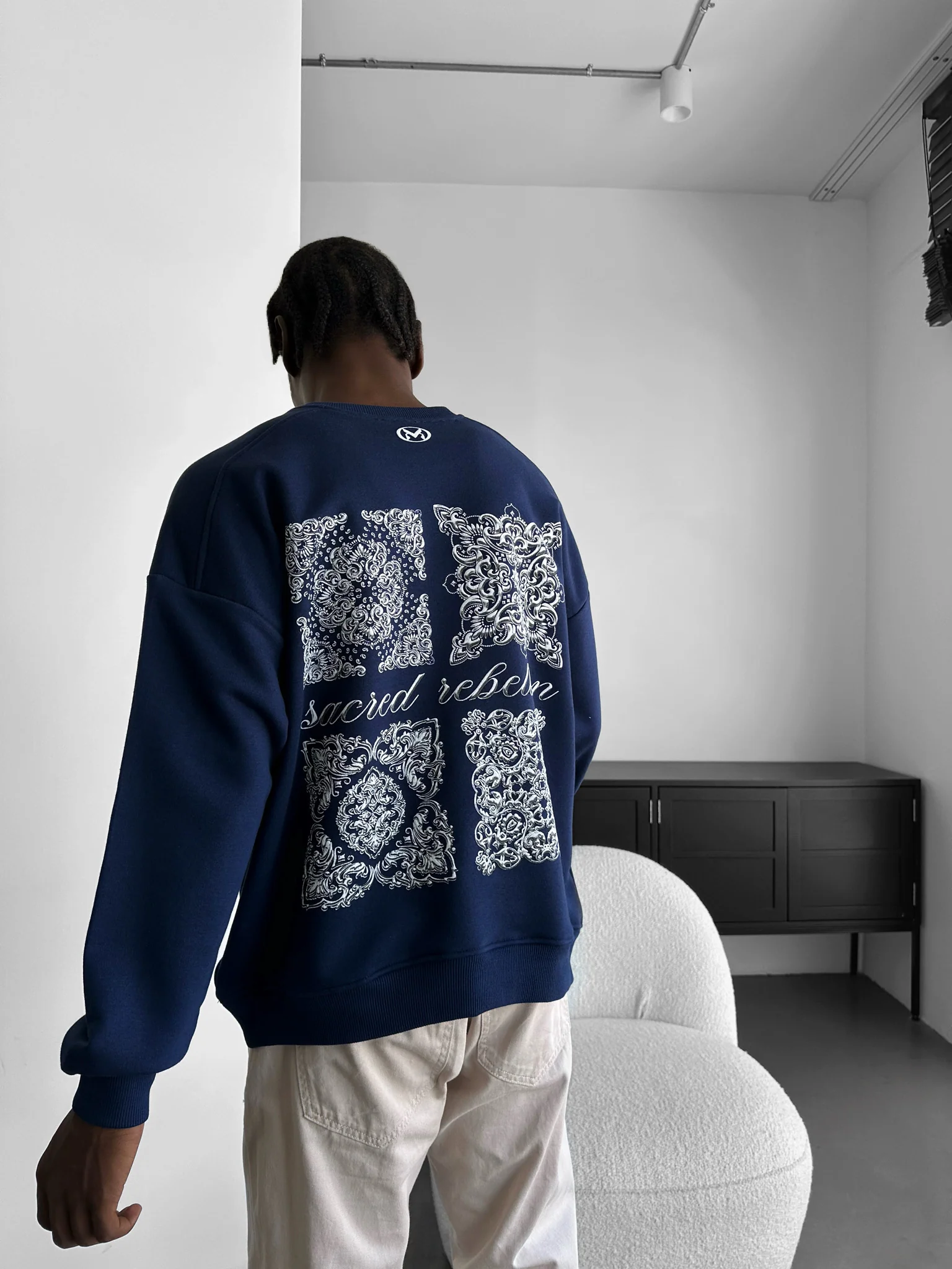 Oversize Sacred Rebellion Sweater - Navy Blue - Image 3