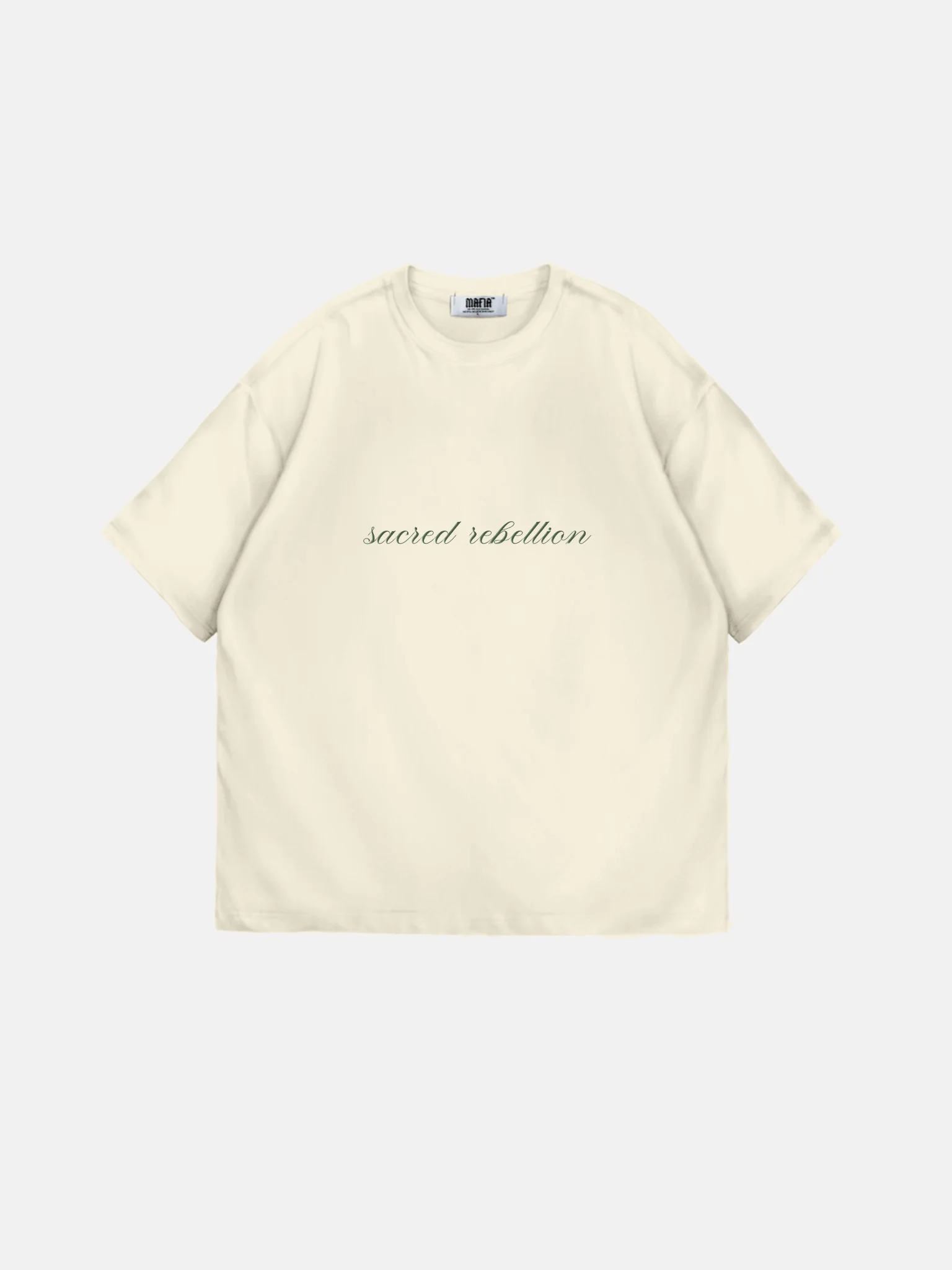 Oversize 'Sacred Rebellion' T-Shirt - Antique White - Image 3