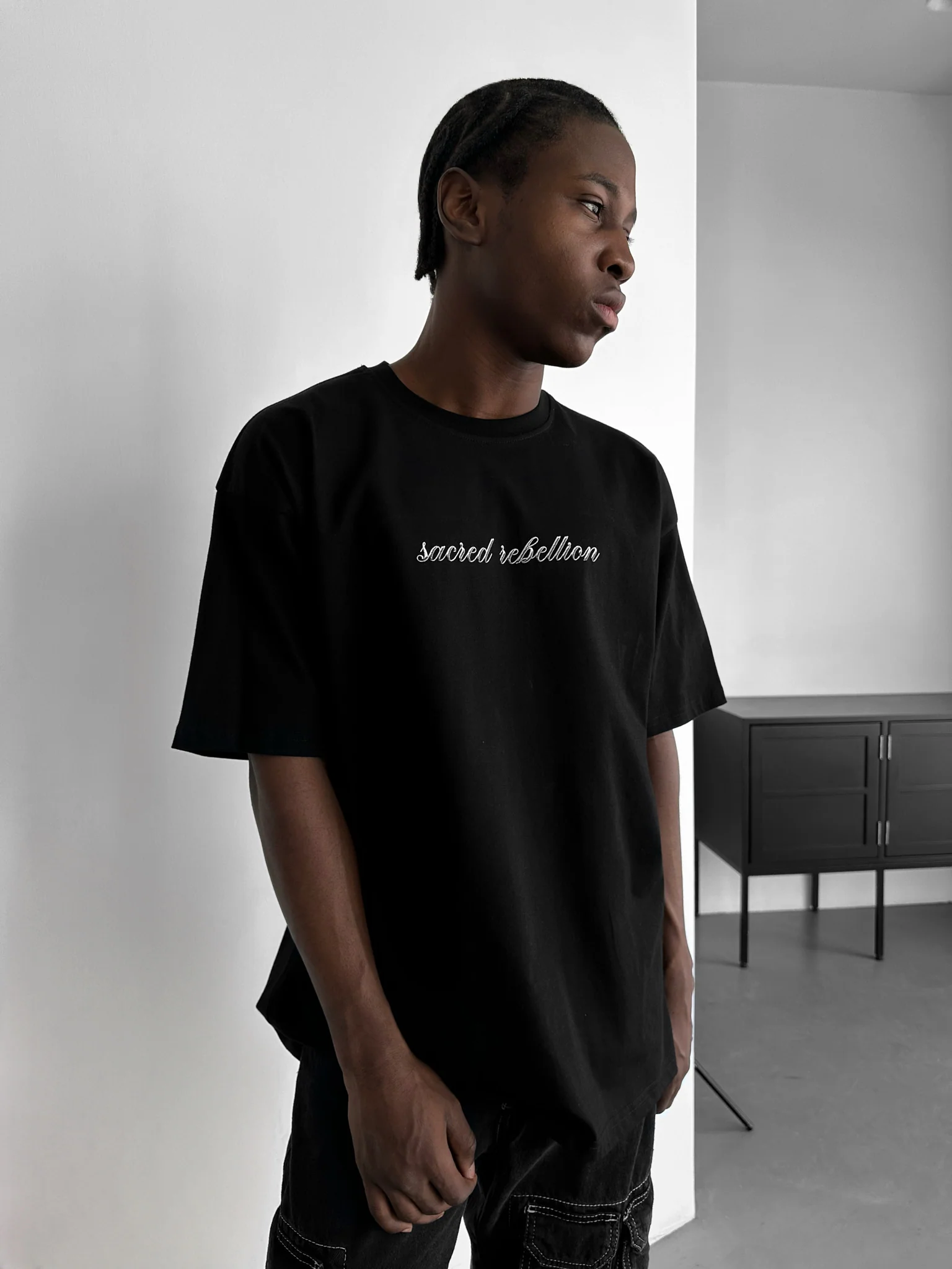 Oversize 'Sacred Rebellion' T-Shirt - Black - Image 3