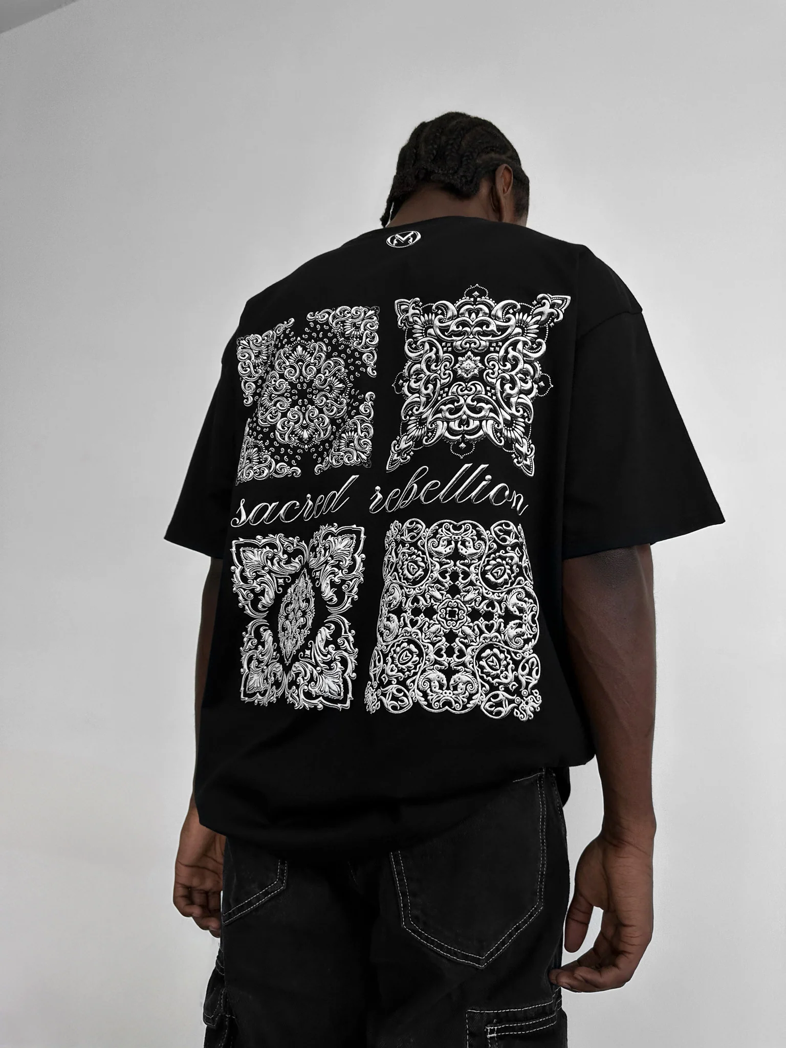 Oversize 'Sacred Rebellion' T-Shirt - Black - Image 5