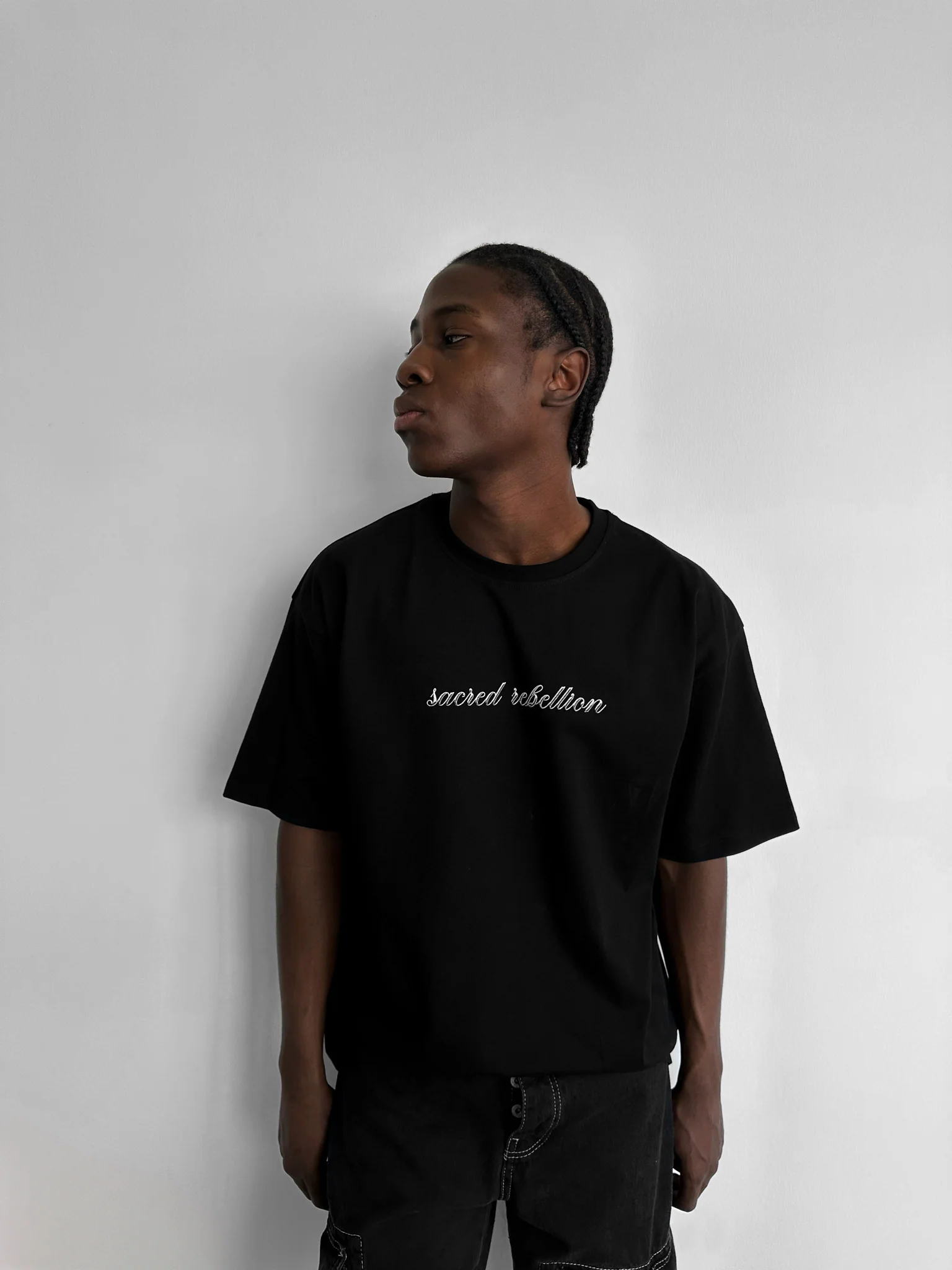 Oversize 'Sacred Rebellion' T-Shirt - Black - Image 6