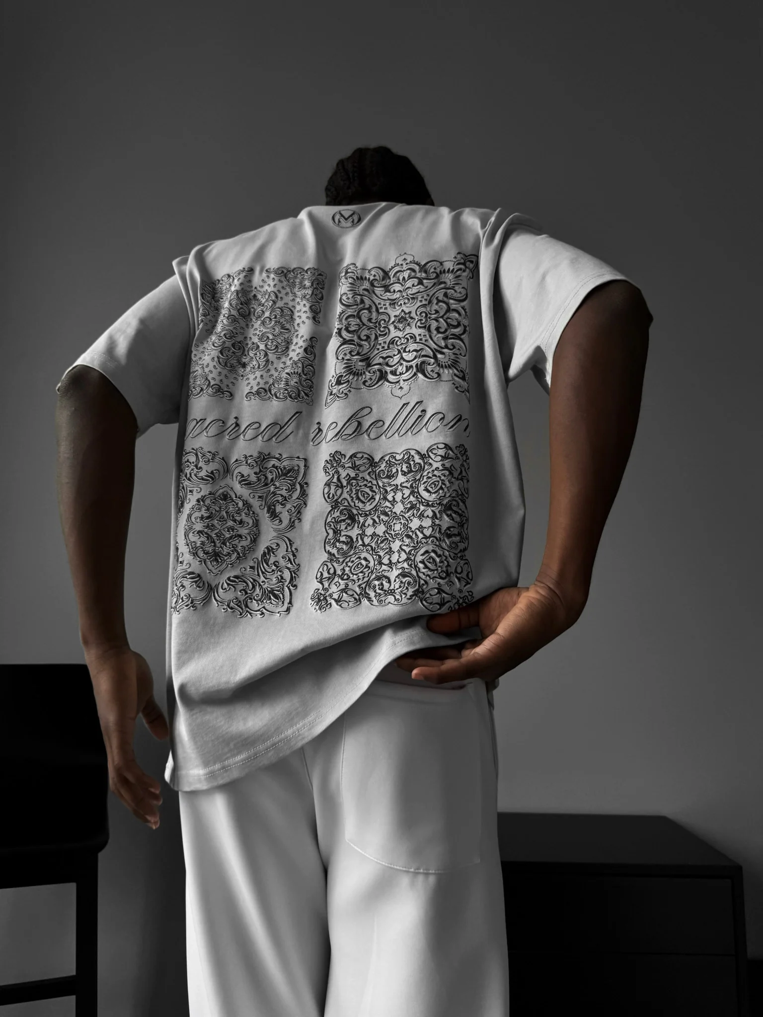 Oversize 'Sacred Rebellion' T-Shirt - Grey - Image 4