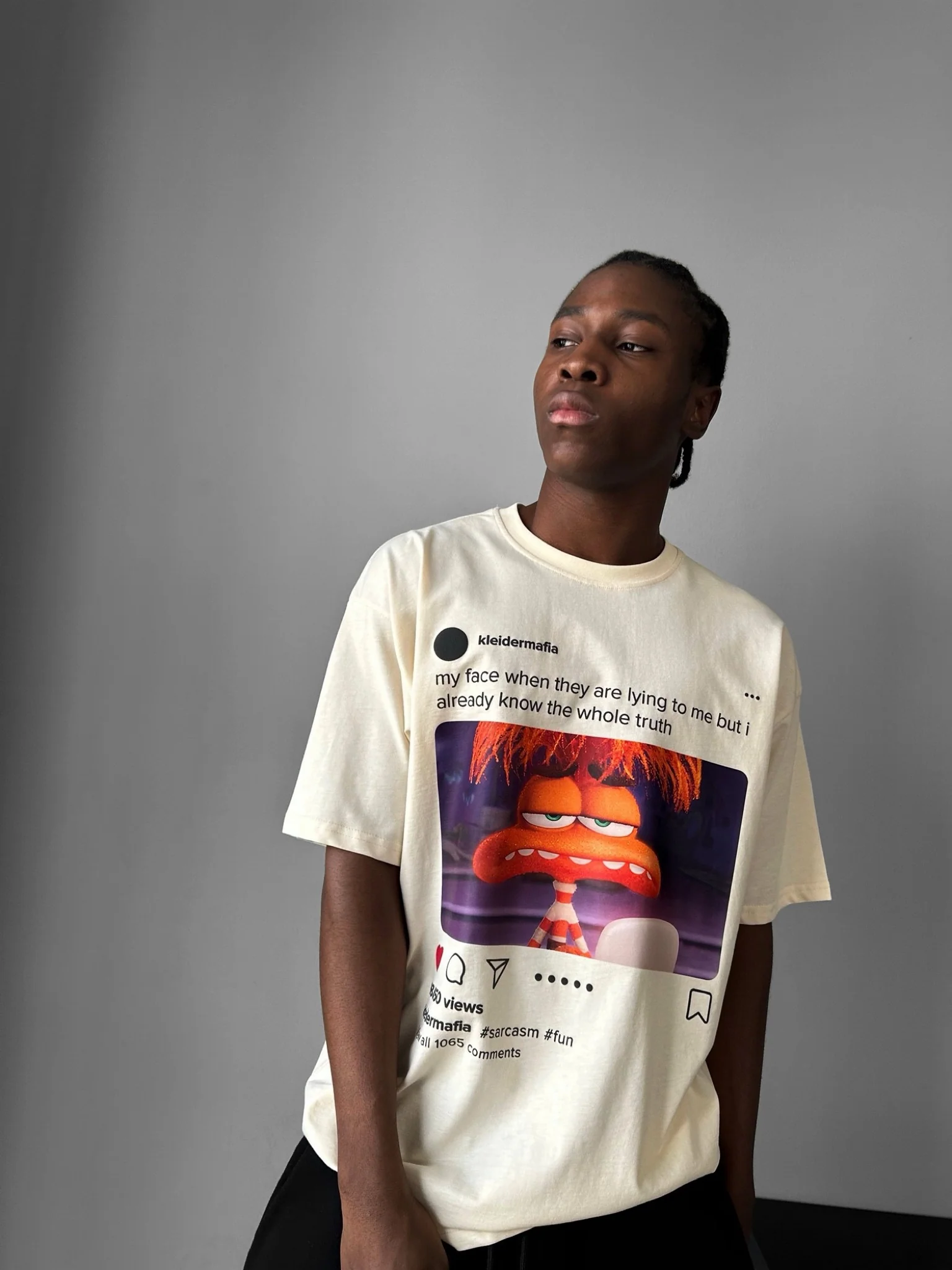 Oversize Sarcasm Post T-Shirt - Antique White - Image 2